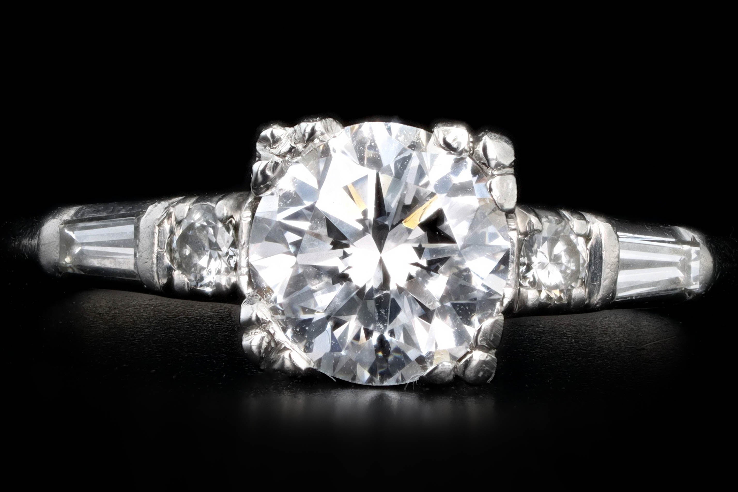 Retro Platinum 1.05 Carat Round Brilliant Diamond Engagement Ring GIA Certified - Queen May