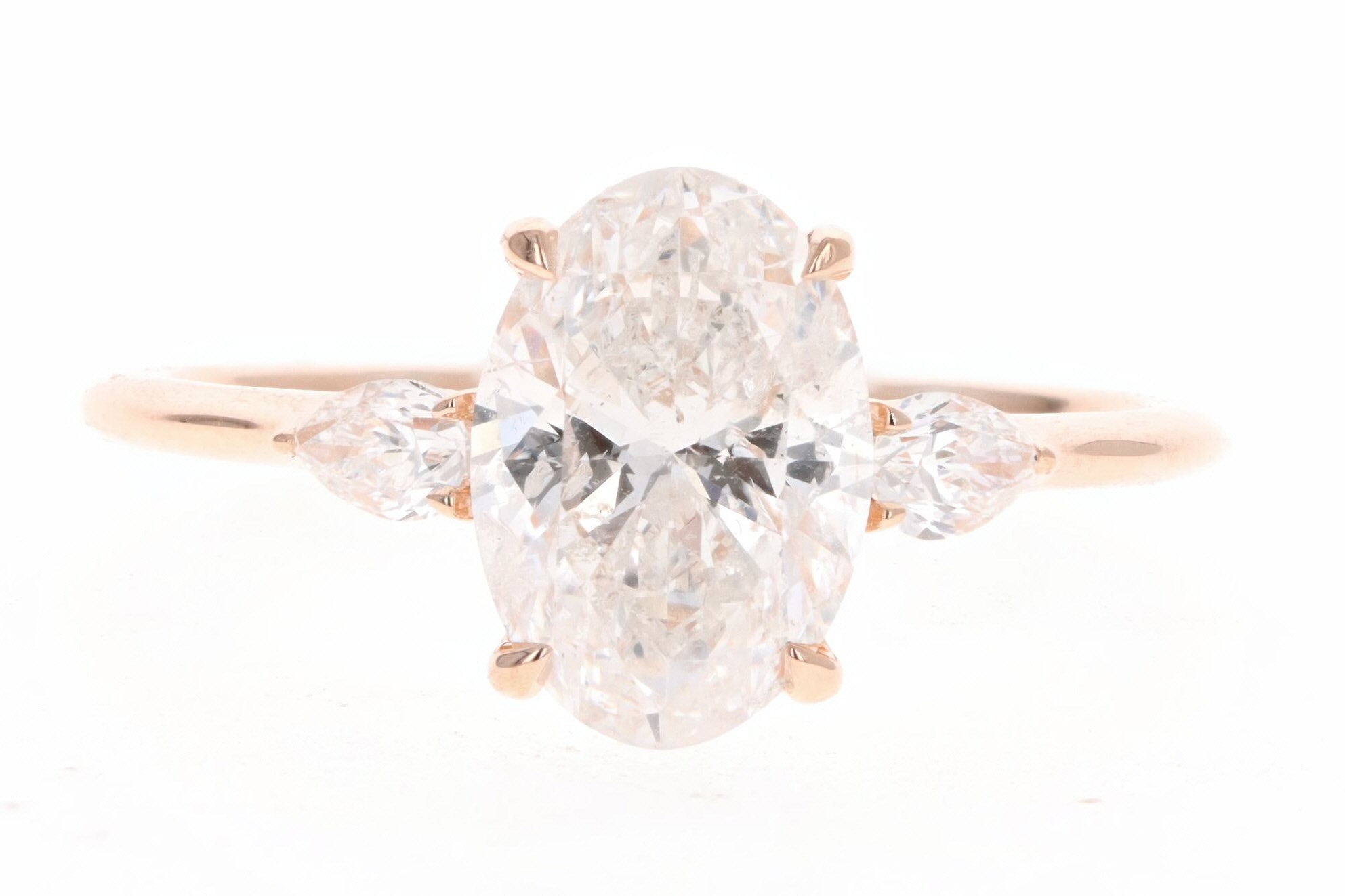 18K Rose Gold 2 Carat Oval Diamond Engagement Ring IGI Certified - Queen May