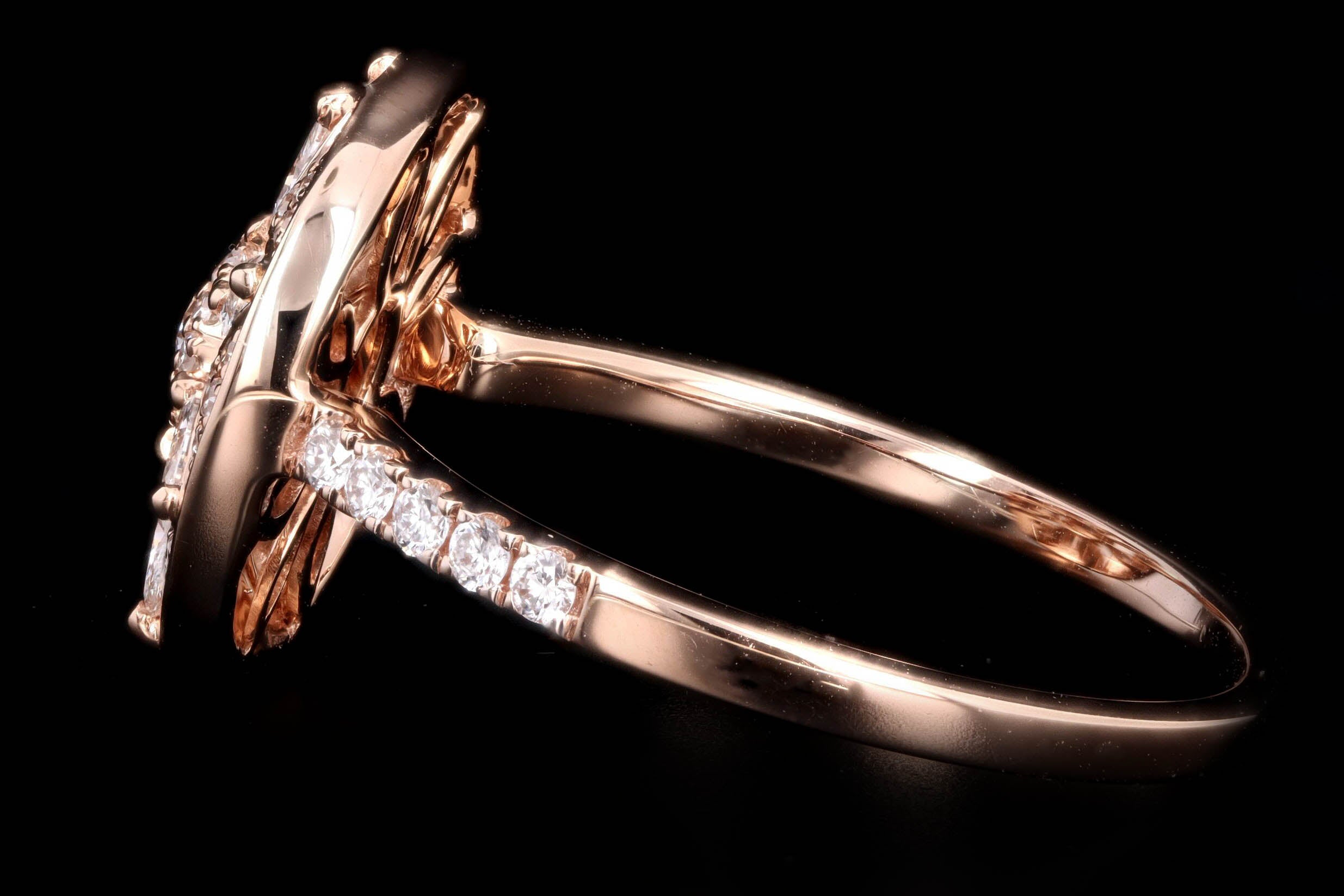 New 14K Rose Gold .53 Carat Total Weight Diamond Flower Ring - Queen May