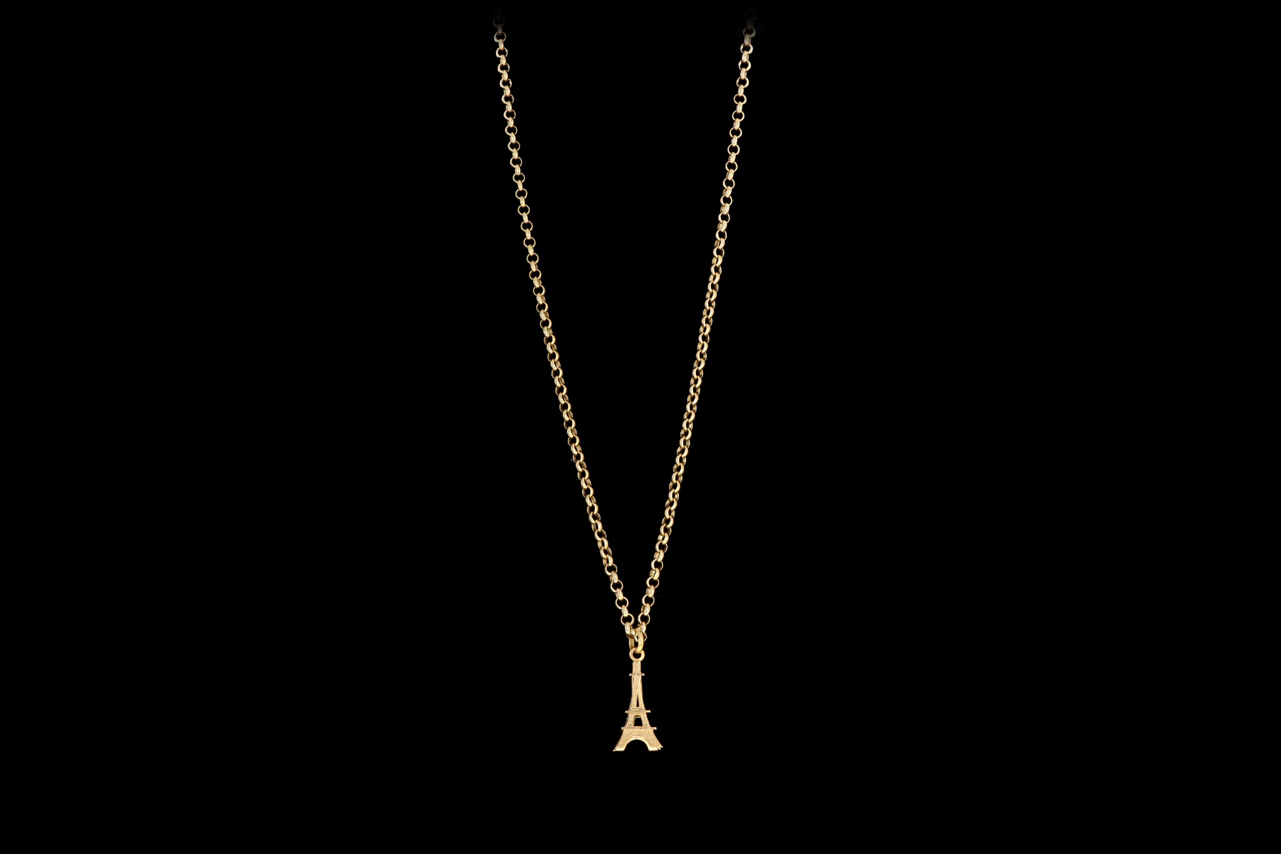 18K Yellow Gold Eiffel Tower Pendant Necklace - Queen May