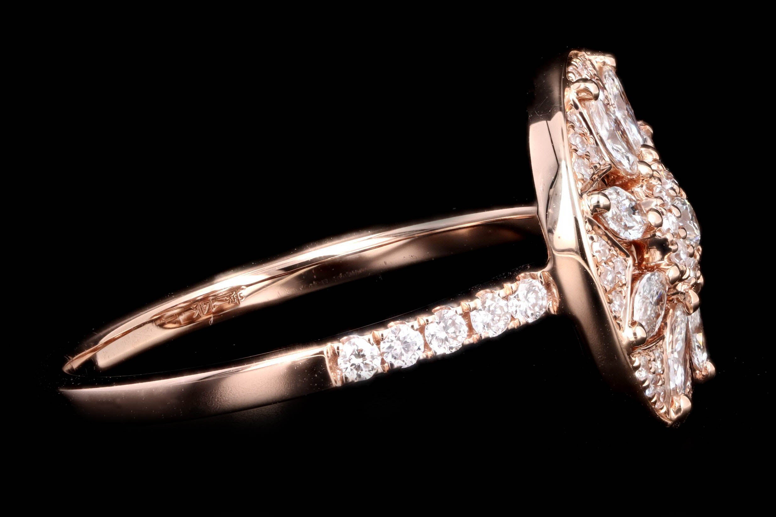 New 14K Rose Gold .53 Carat Total Weight Diamond Flower Ring - Queen May