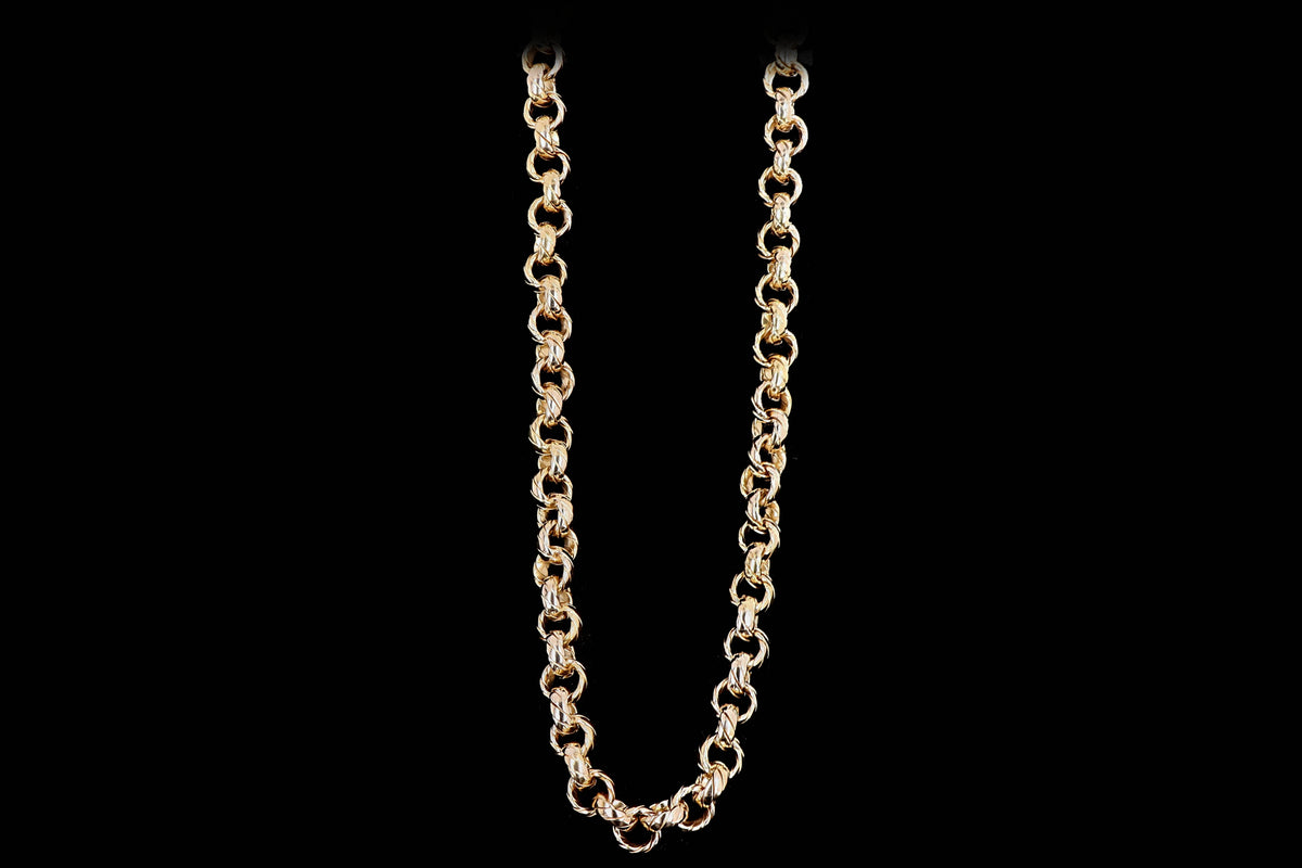 14K Yellow Gold Rope Textured Chain Necklace - Queen May
