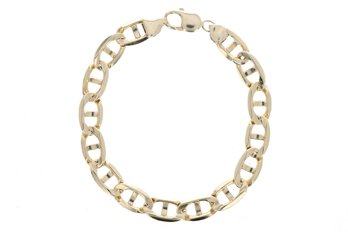 14K Yellow Gold Flat Mariner Chain Bracelet - Queen May
