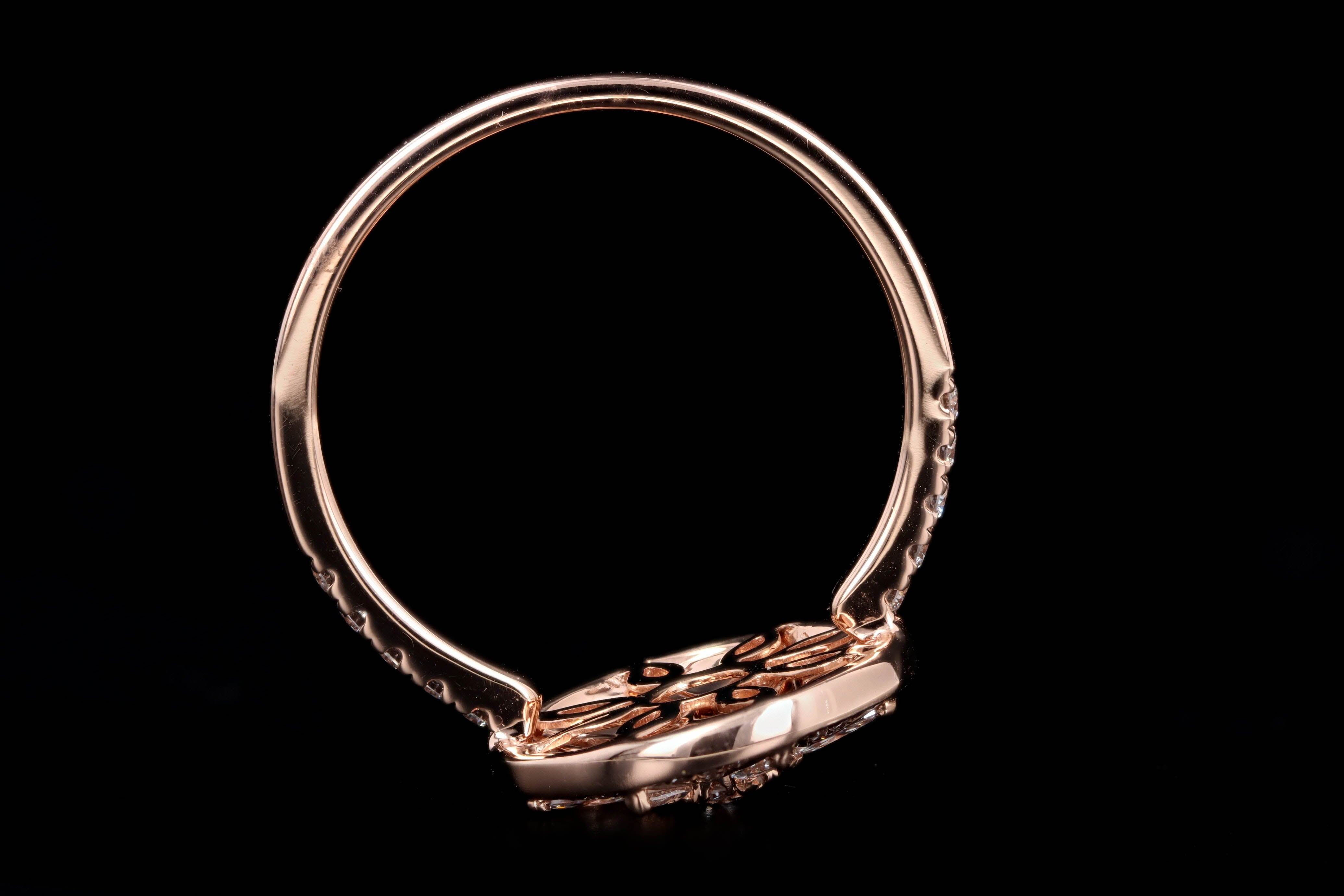 New 14K Rose Gold .53 Carat Total Weight Diamond Flower Ring - Queen May