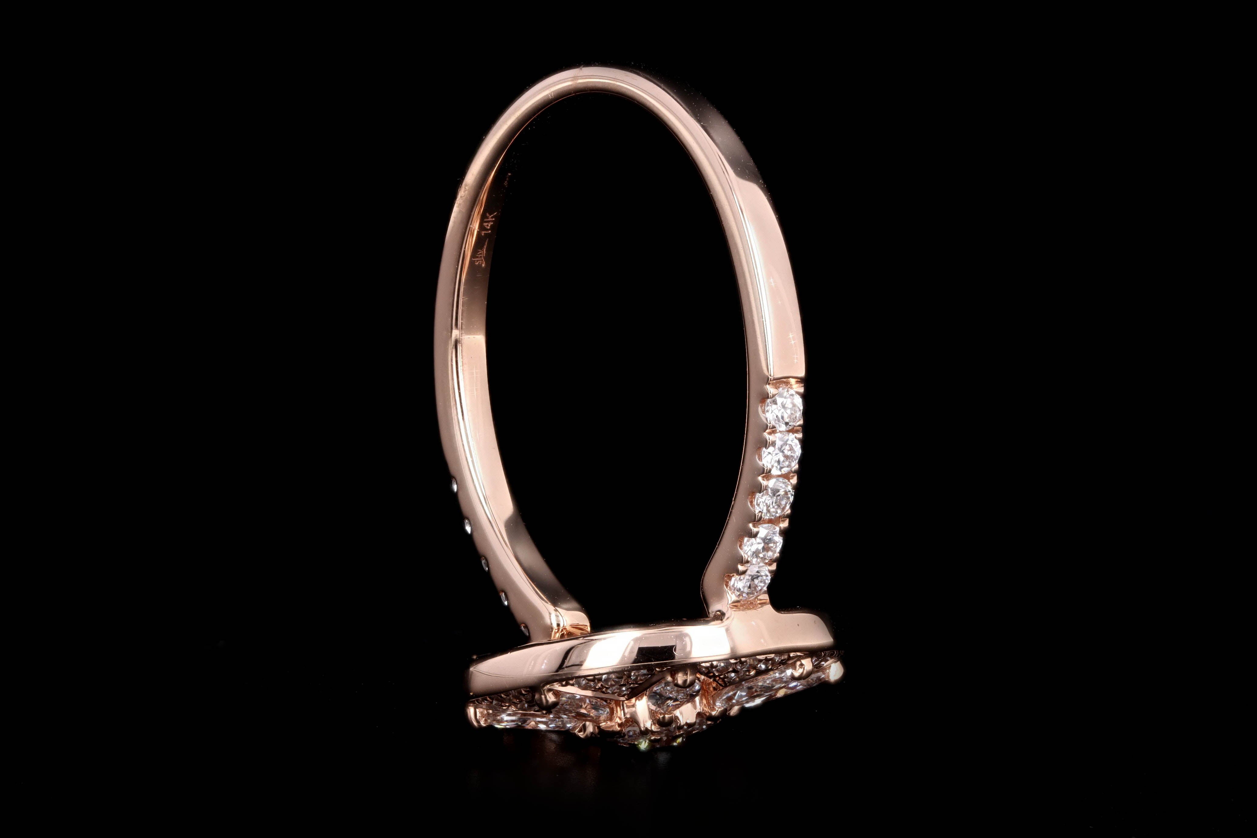 New 14K Rose Gold .53 Carat Total Weight Diamond Flower Ring - Queen May