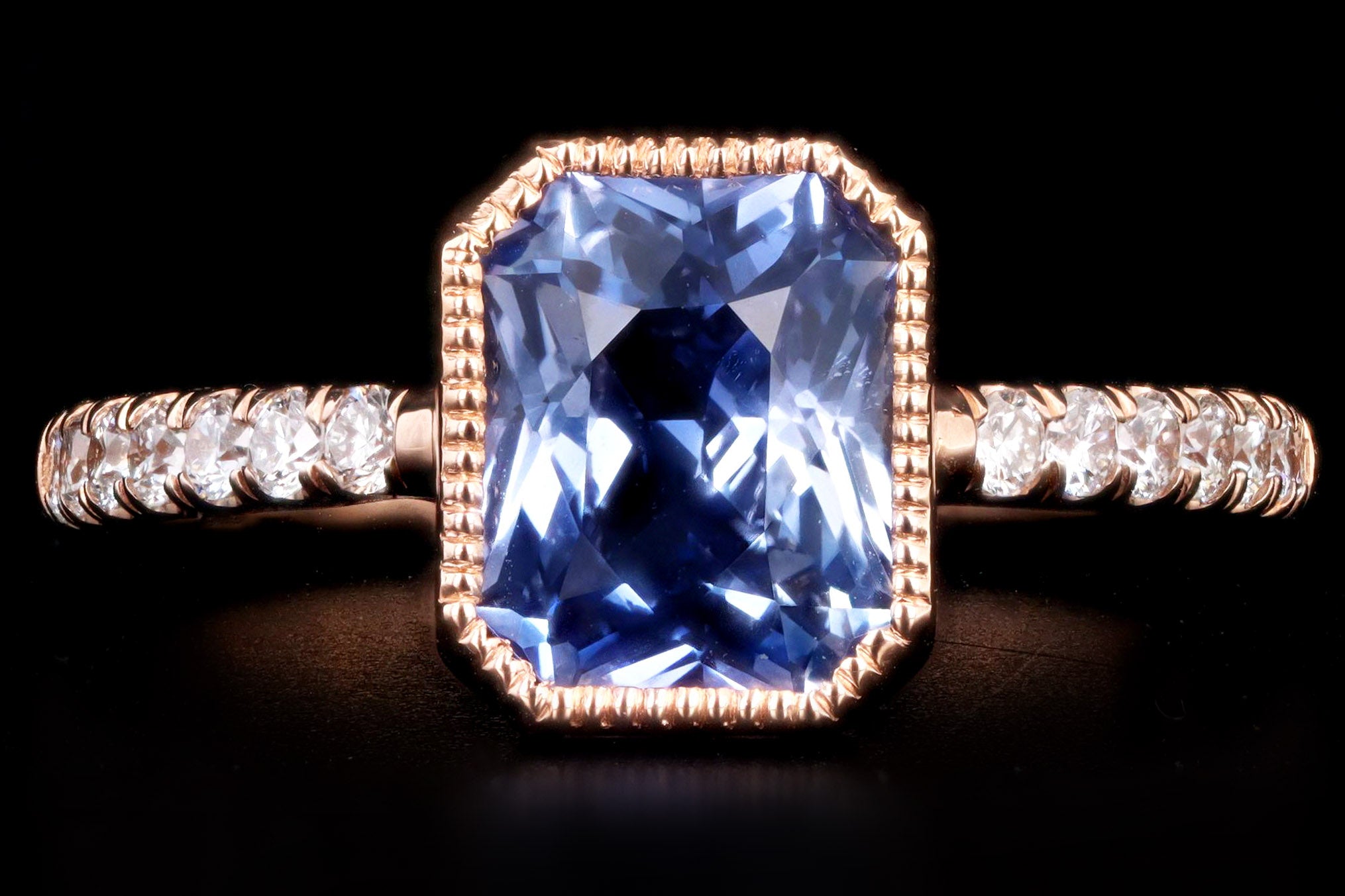 New 18K Rose Gold 2.27 Carat No Heat Ceylon Sapphire & Diamond Ring GIA Certified - Queen May