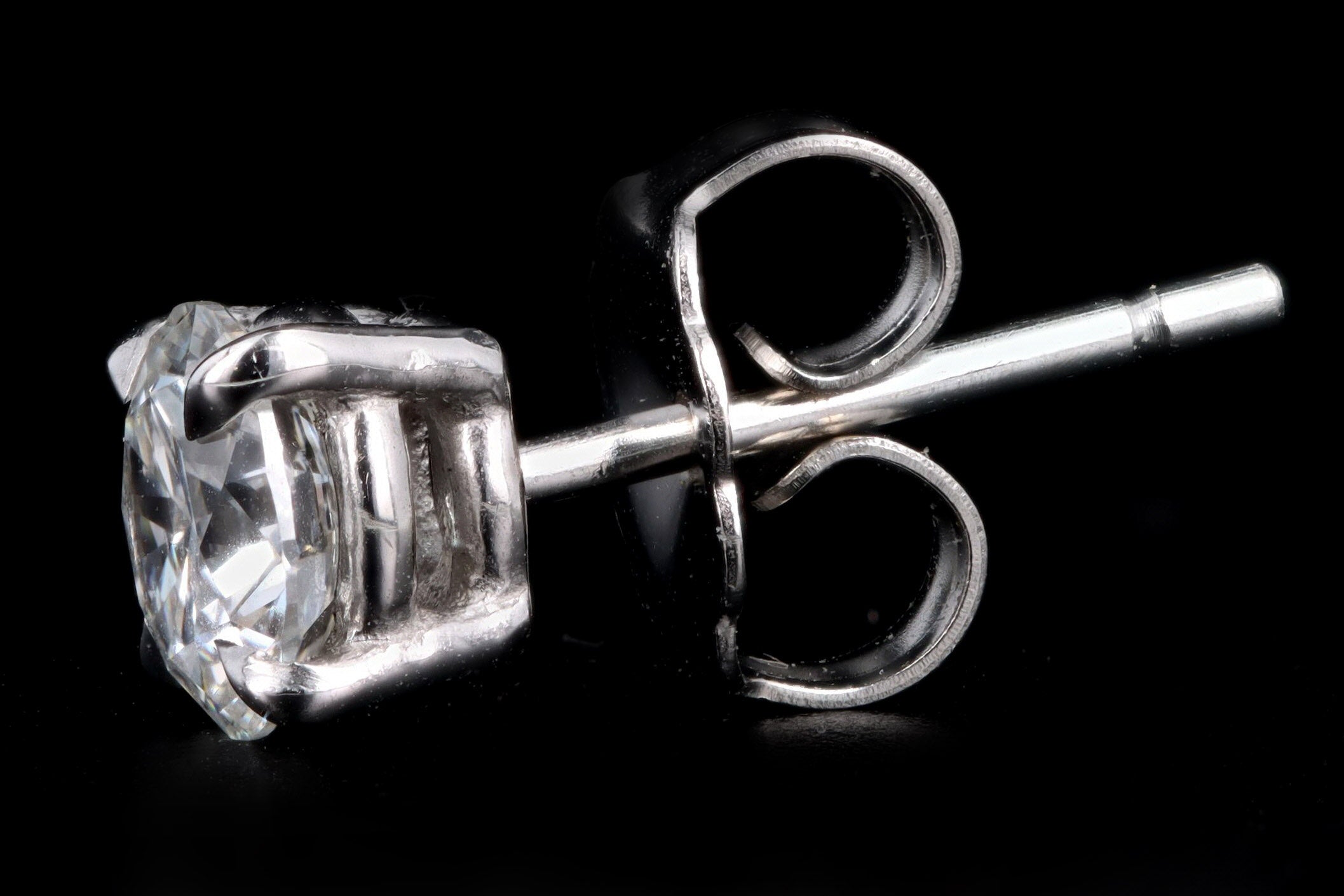 14K White Gold .90 Carat Total Weight Round Diamond Stud Earrings - Queen May