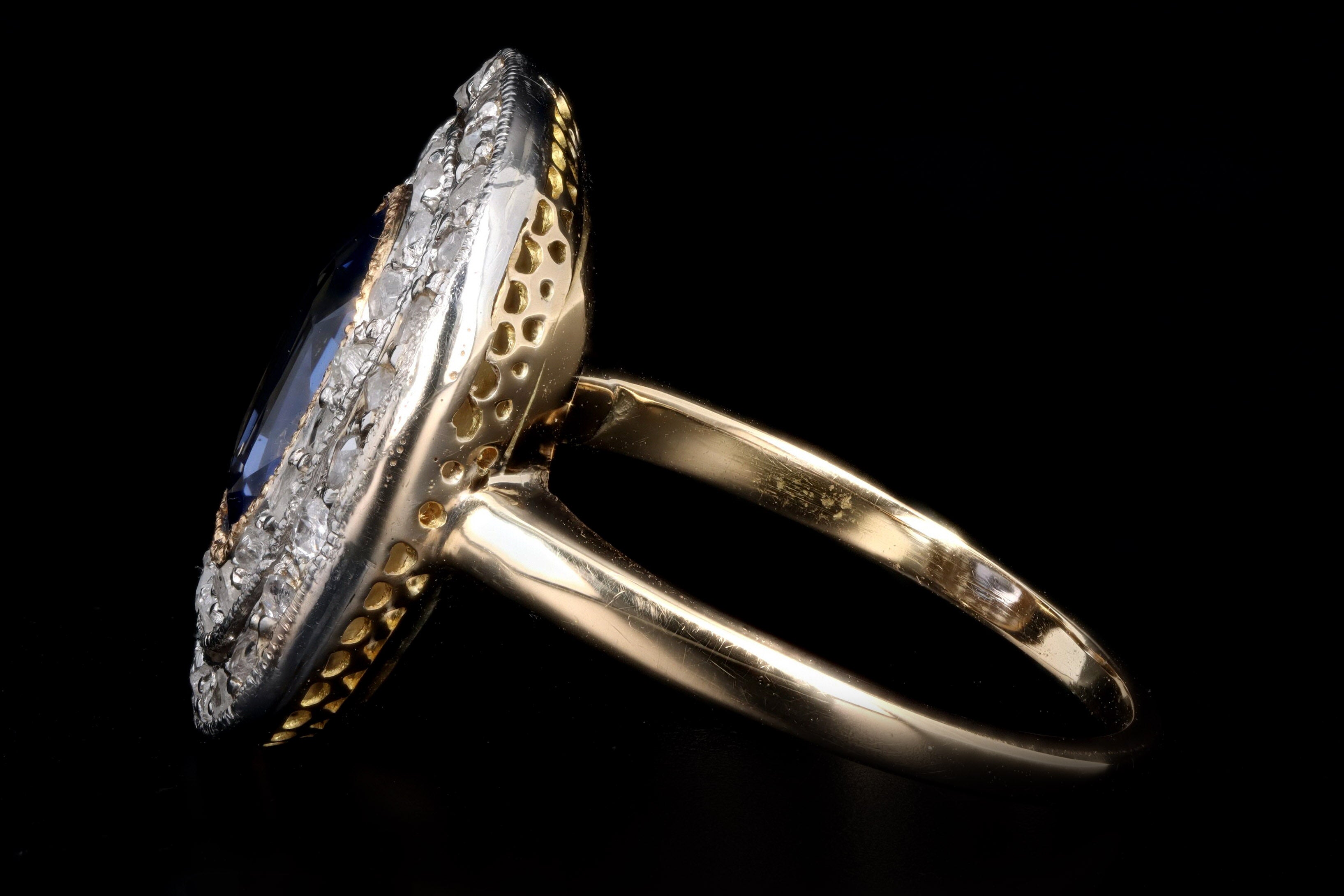 Victorian 18K Yellow Gold & Platinum 2.0 Carat Natural No Heat Sapphire Ring - Queen May