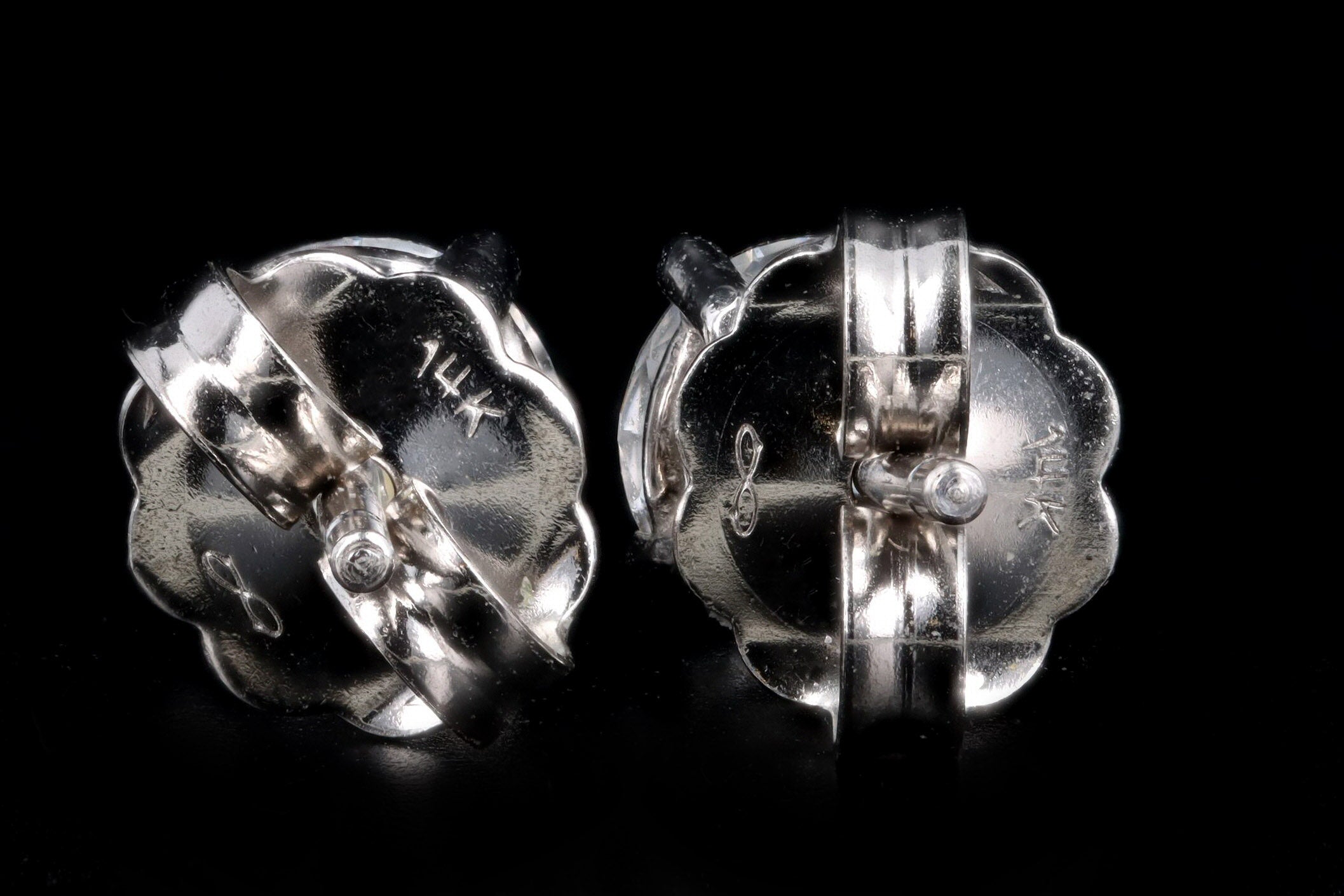 14K White Gold .90 Carat Total Weight Round Diamond Stud Earrings - Queen May