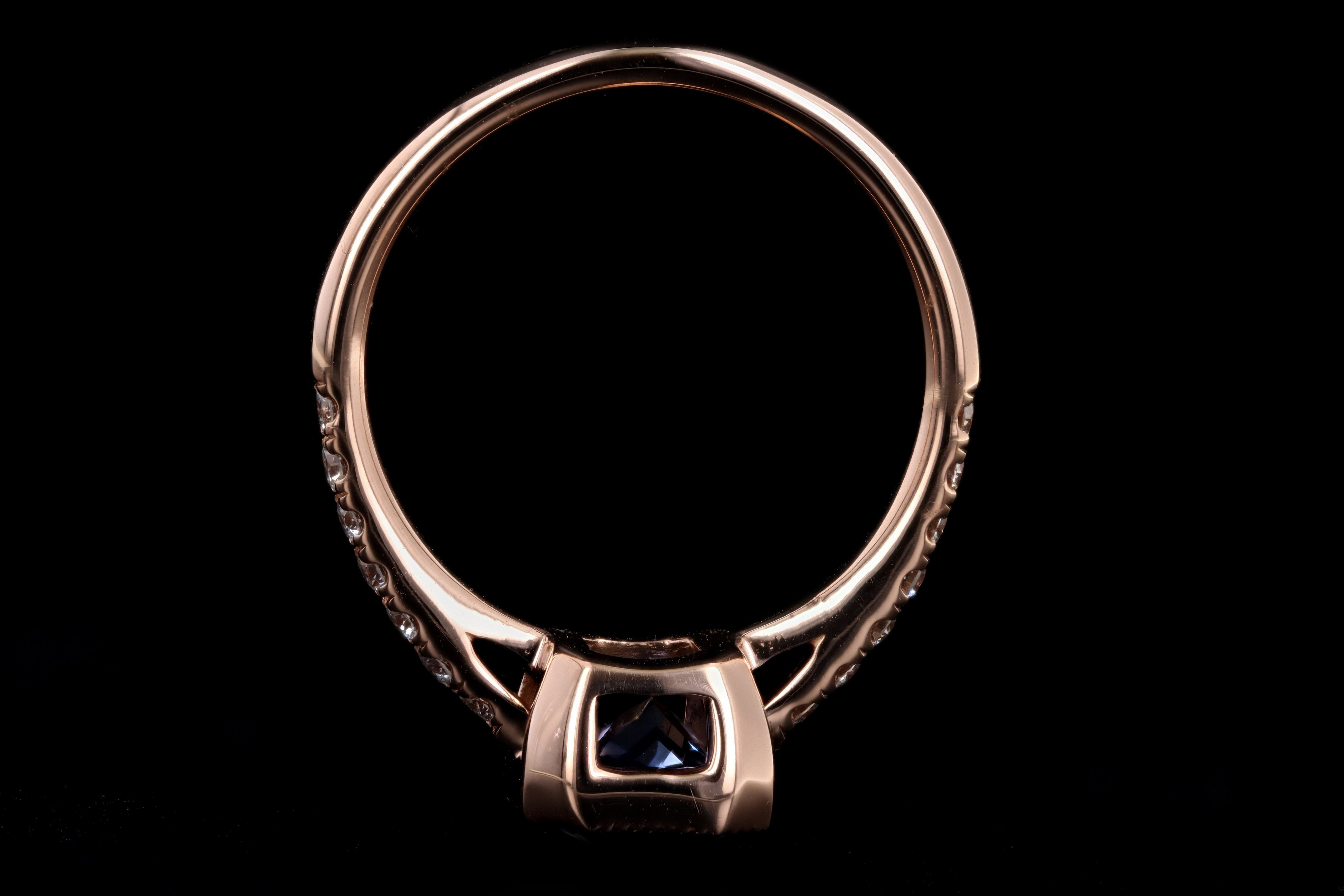 New 18K Rose Gold 2.27 Carat No Heat Ceylon Sapphire & Diamond Ring GIA Certified - Queen May