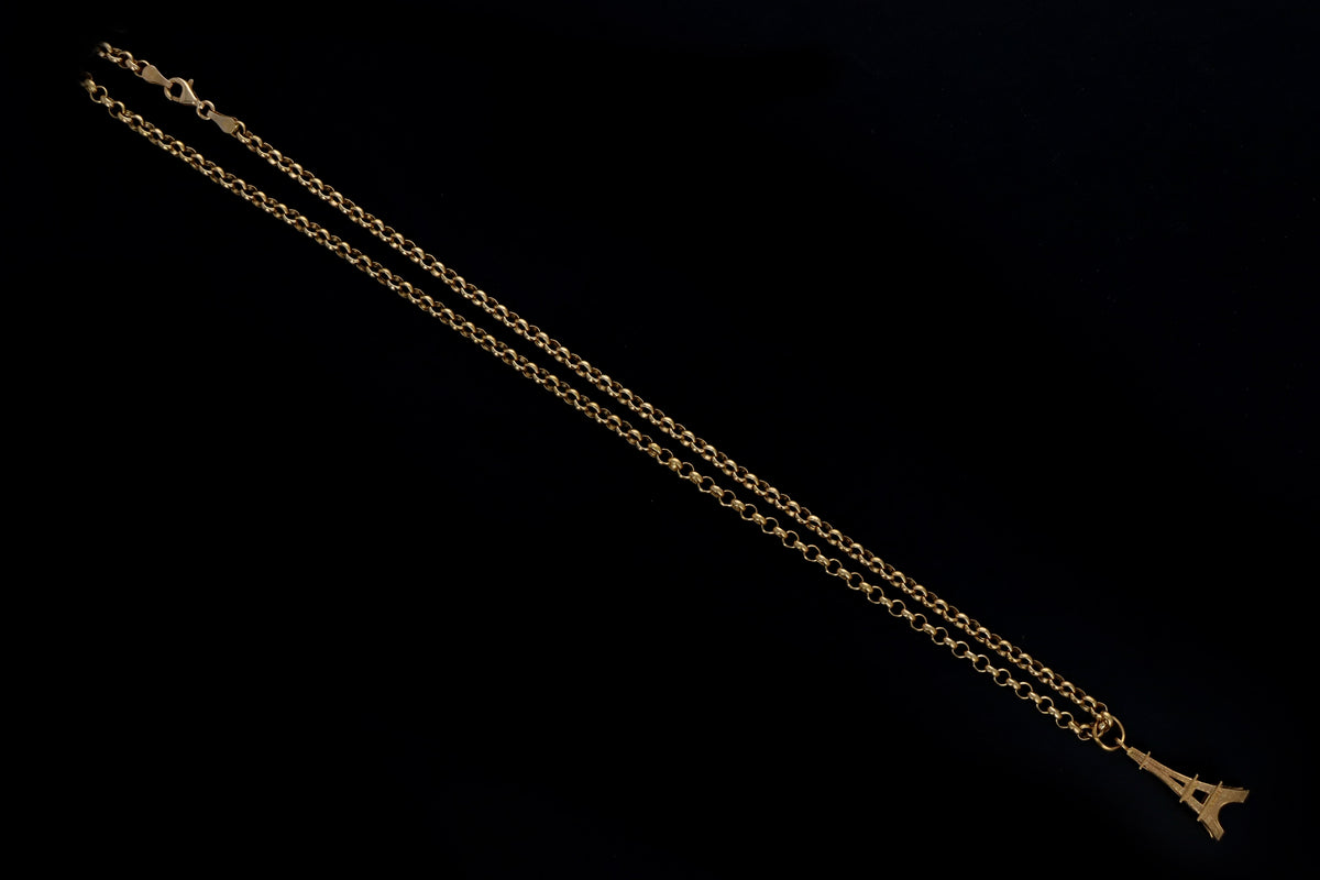 18K Yellow Gold Eiffel Tower Pendant Necklace - Queen May