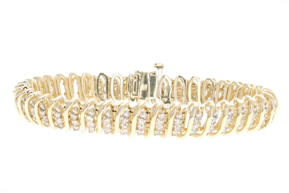 14K Yellow Gold 4.0 Carat Total Weight Diamond Bracelet - Queen May