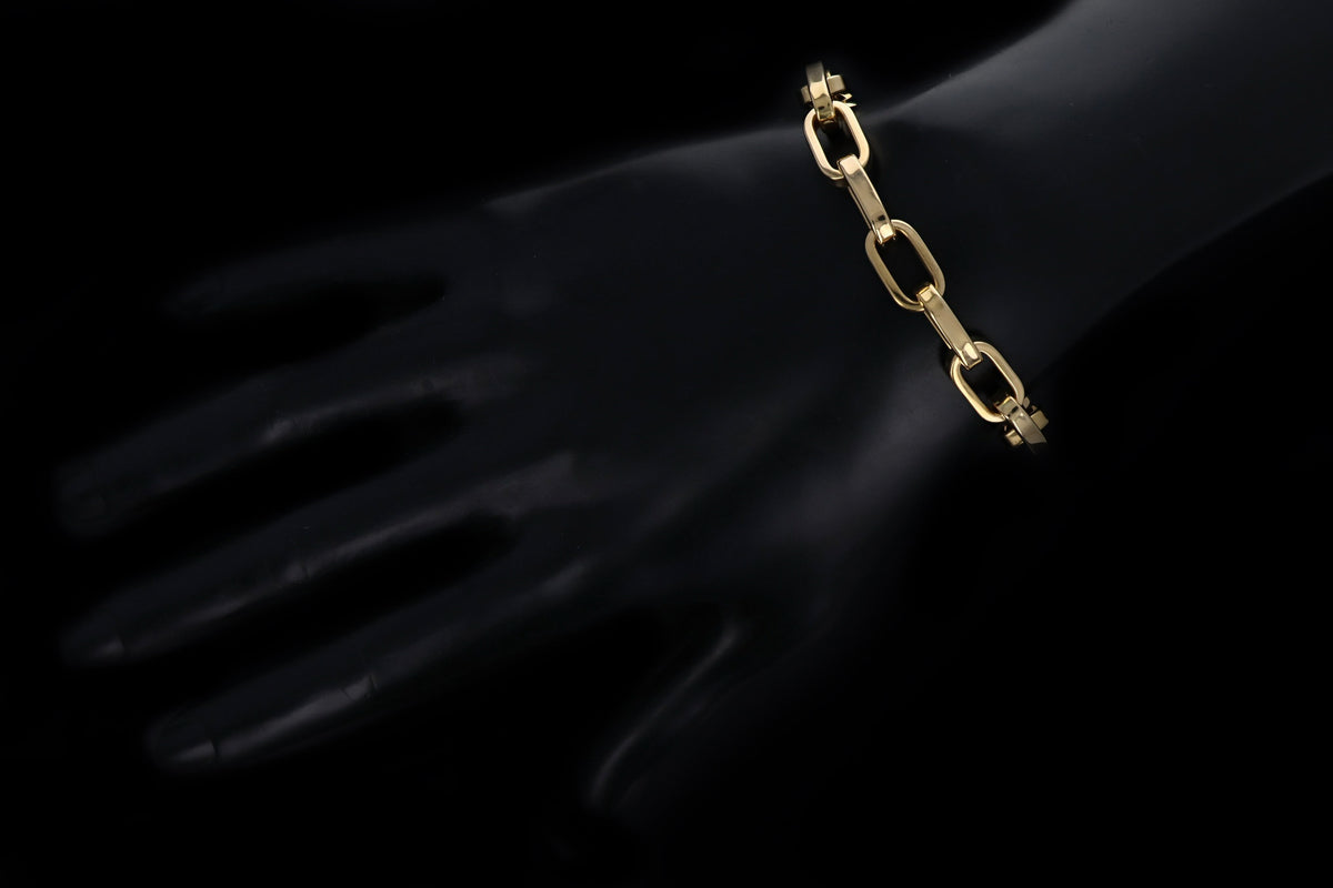 18K Yellow Gold Garnet Link Bracelet - Queen May