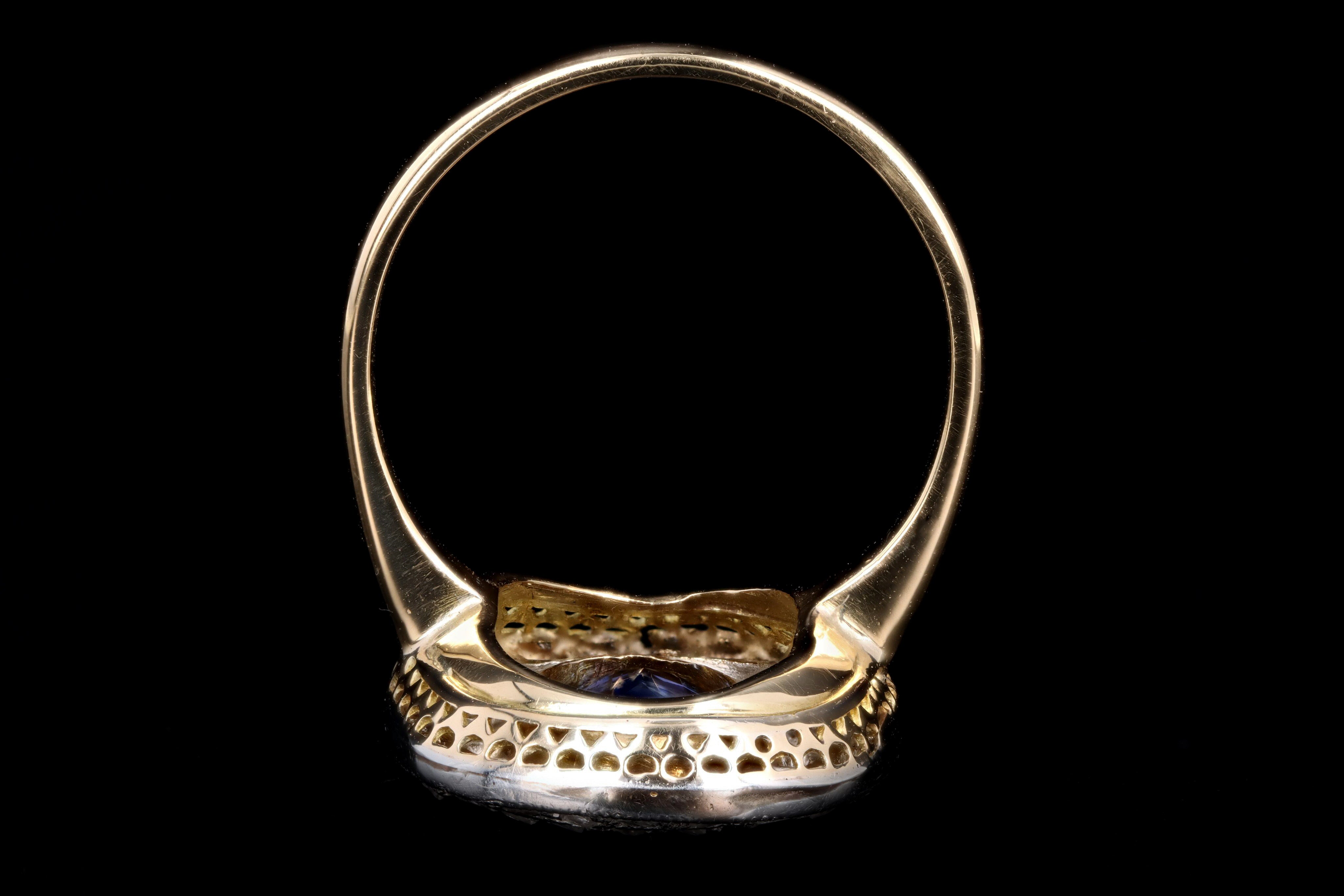 Victorian 18K Yellow Gold & Platinum 2.0 Carat Natural No Heat Sapphire Ring - Queen May