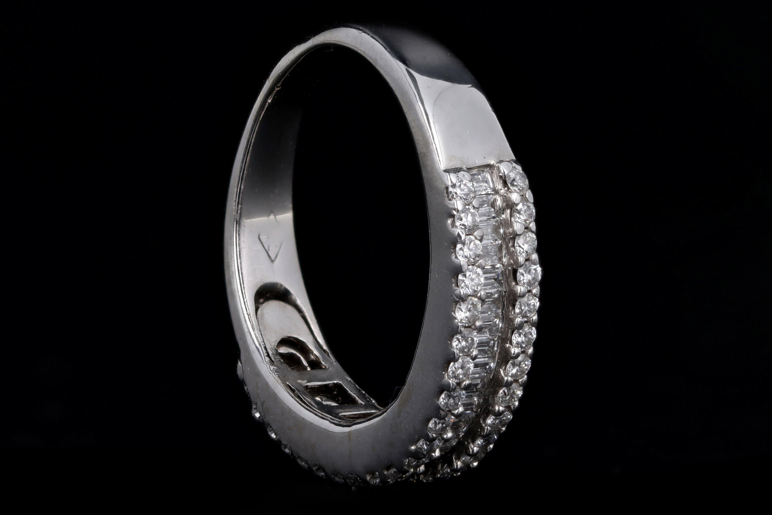 18K White Gold .75 Carat Total Weight Baguette Diamond Wedding Band - Queen May