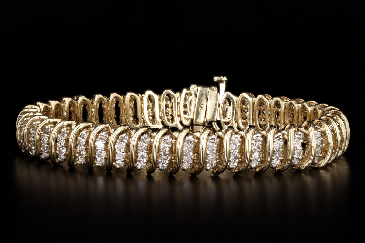 14K Yellow Gold 4.0 Carat Total Weight Diamond Bracelet - Queen May