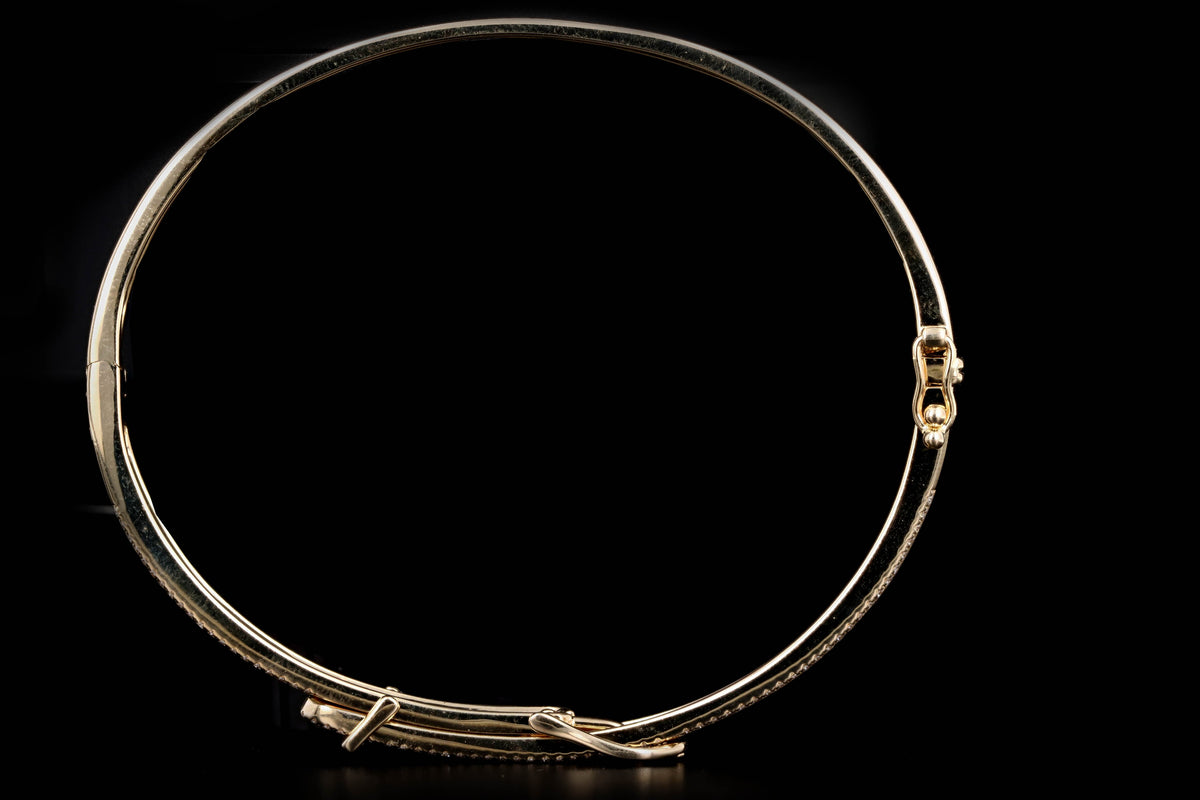 14K Yellow Gold Diamond Belt Buckle Bangle - Queen May