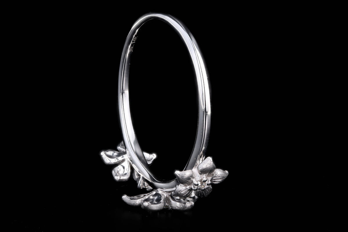 14K White, Yellow, or Rose Gold Diamond Flower Band - Queen May