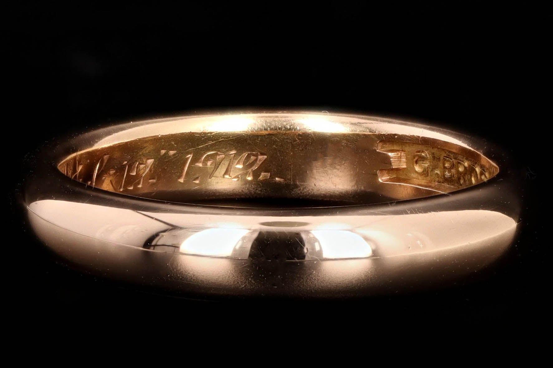 Victorian 14K Rose Gold 3.8mm Wedding Band Engraved 1912 - Queen May