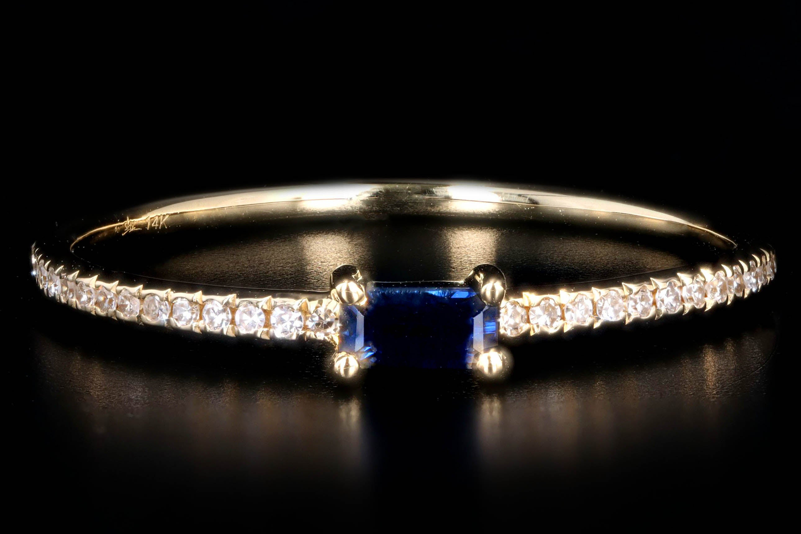 New 14K Yellow Gold Natural Sapphire & Diamond Band - Queen May