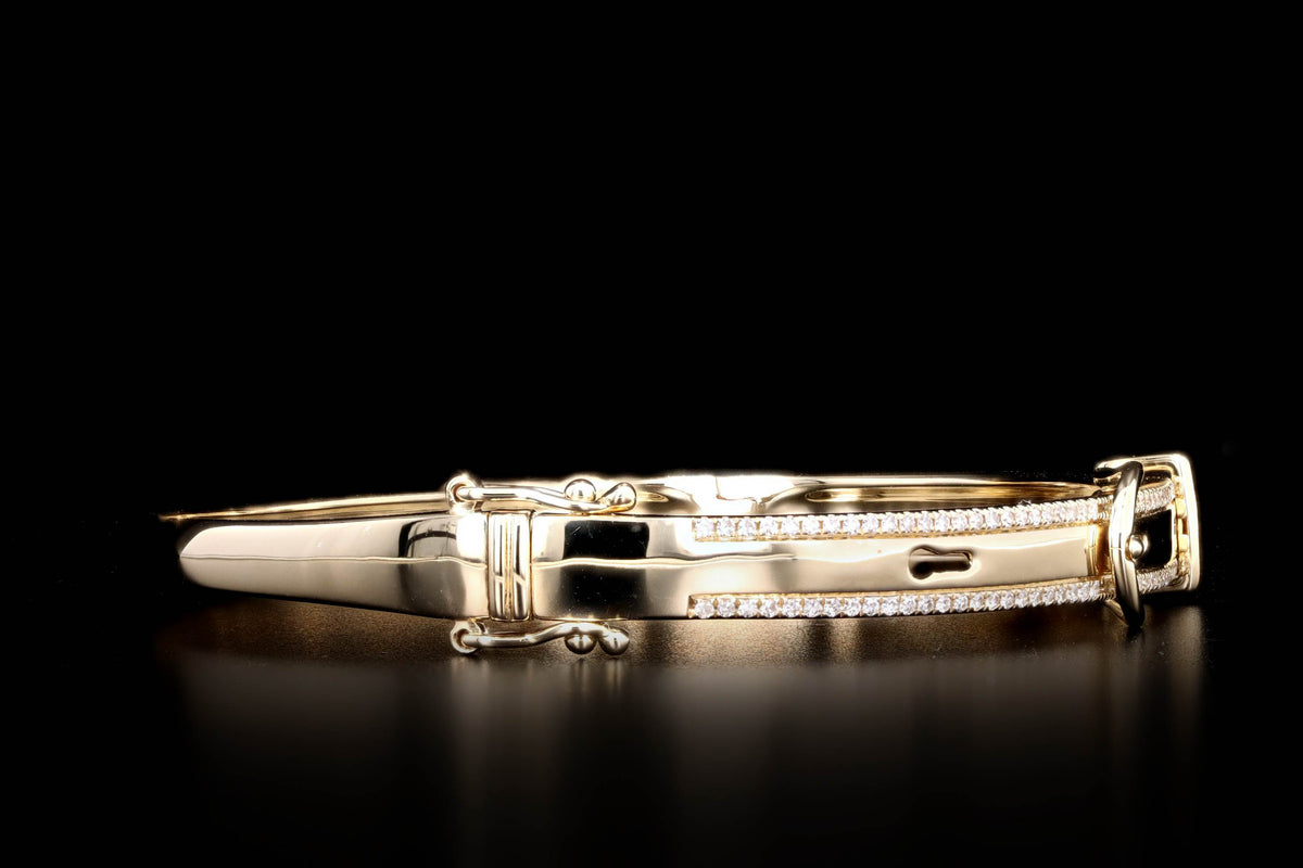 14K Yellow Gold Diamond Belt Buckle Bangle - Queen May