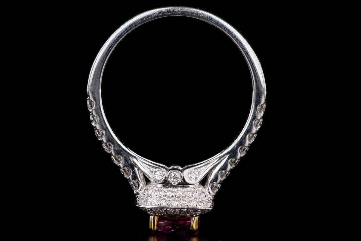 18K White Gold 1.74 Carat Natural Pink Sapphire & Diamond Halo Ring - Queen May