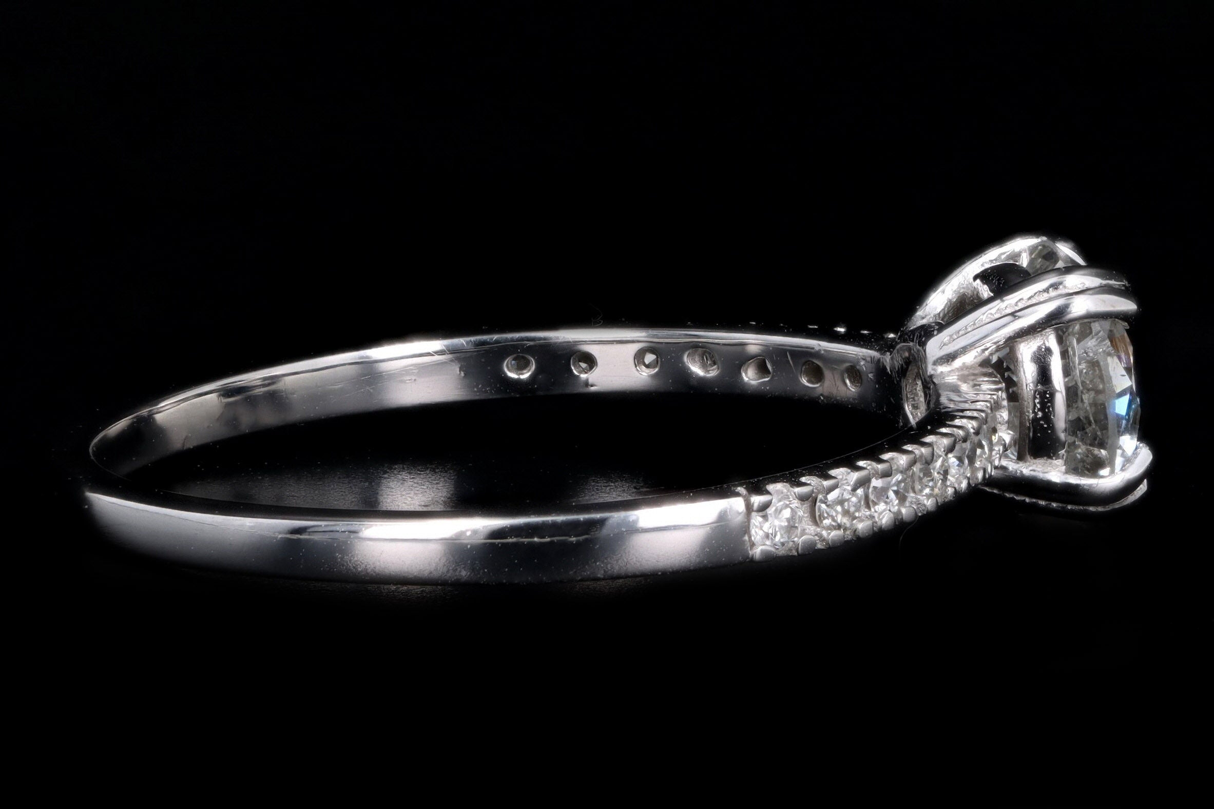 14K White Gold .79 Carat Round Brilliant Diamond Engagement Ring - Queen May