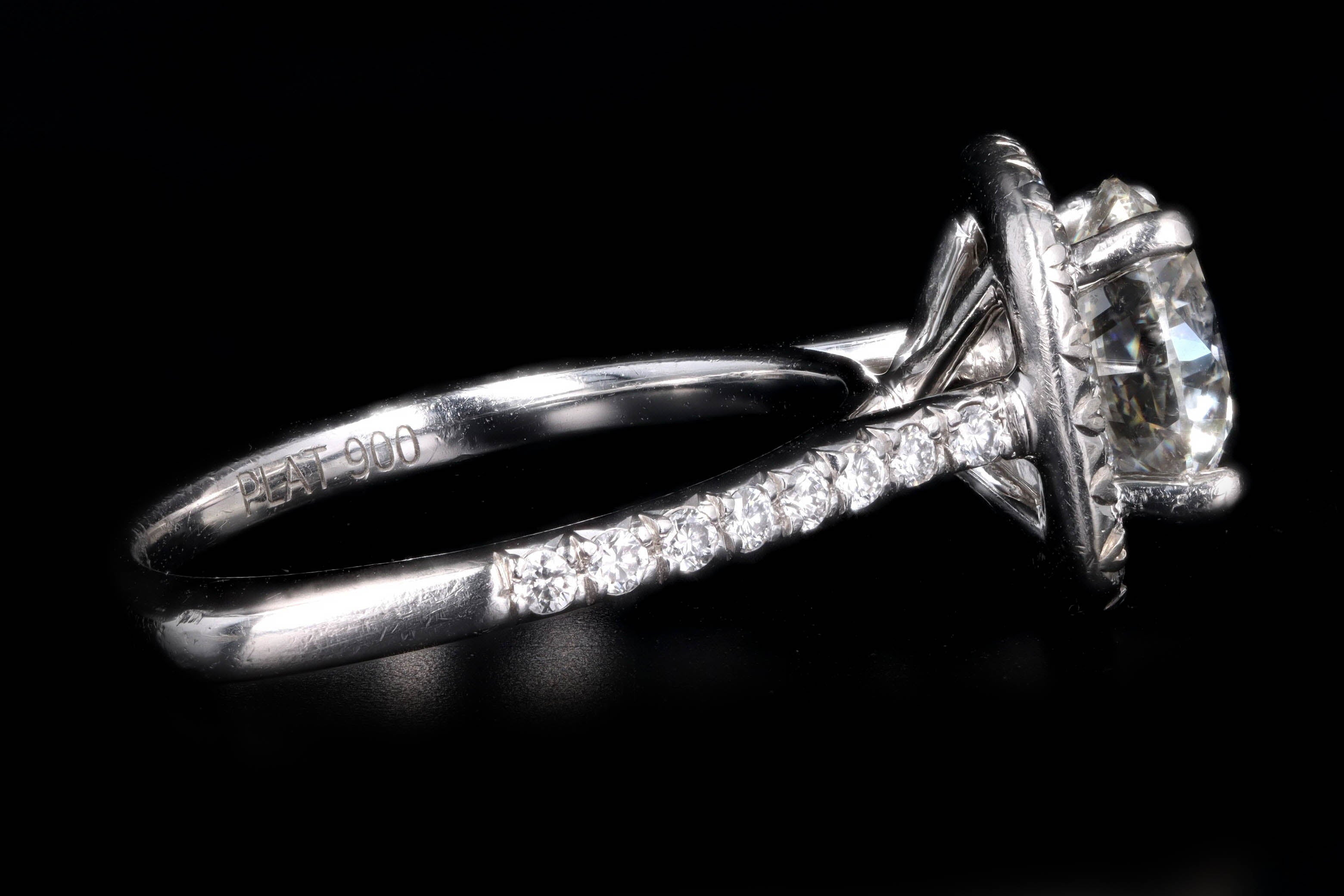 Platinum 2.12 Carat Round Brilliant Diamond Halo Engagement Ring GIA Certified - Queen May