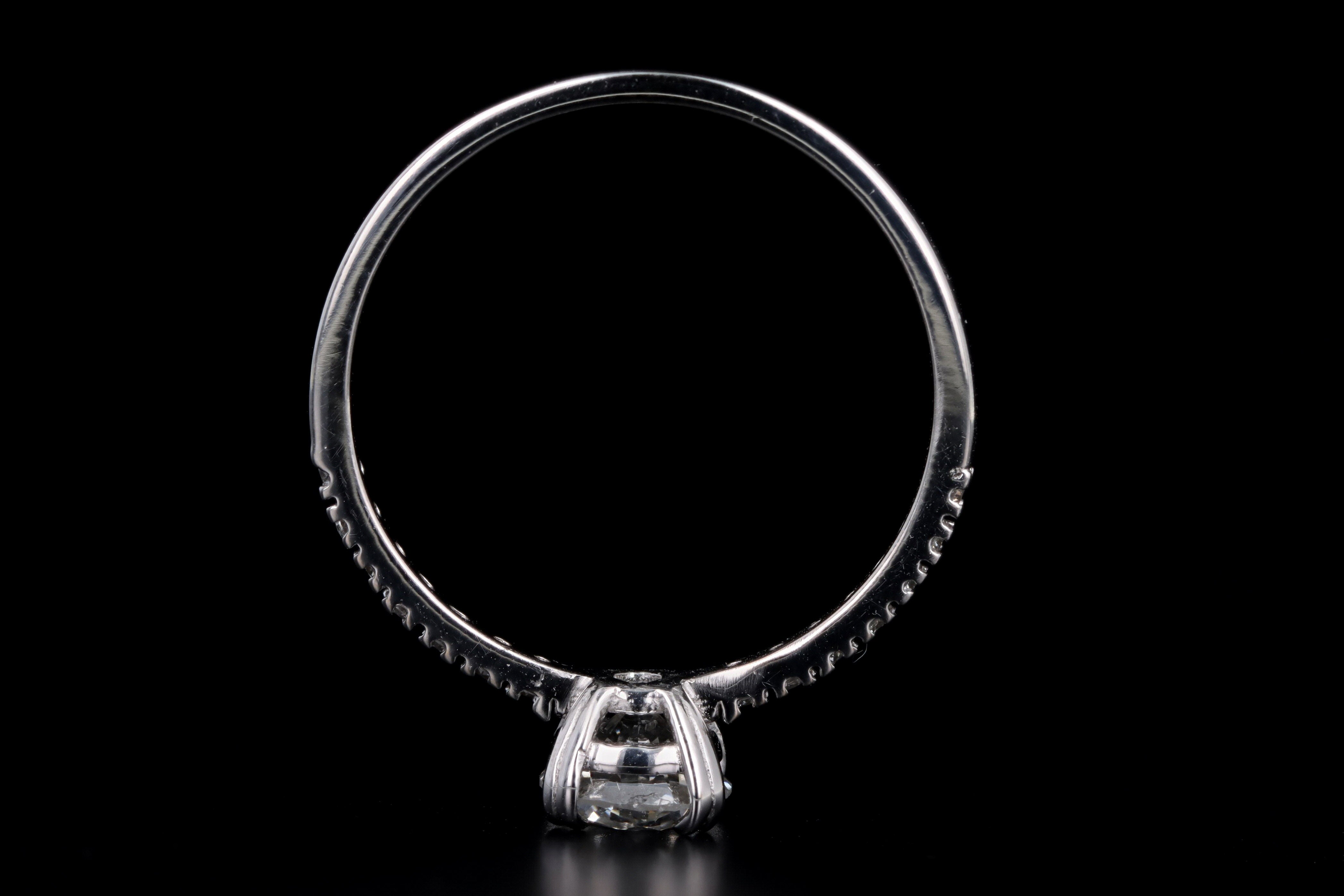 14K White Gold .79 Carat Round Brilliant Diamond Engagement Ring - Queen May