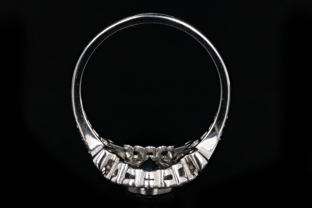 Art Deco Inspired Platinum 1.50 Carat Aquamarine & Diamond Halo Ring - Queen May
