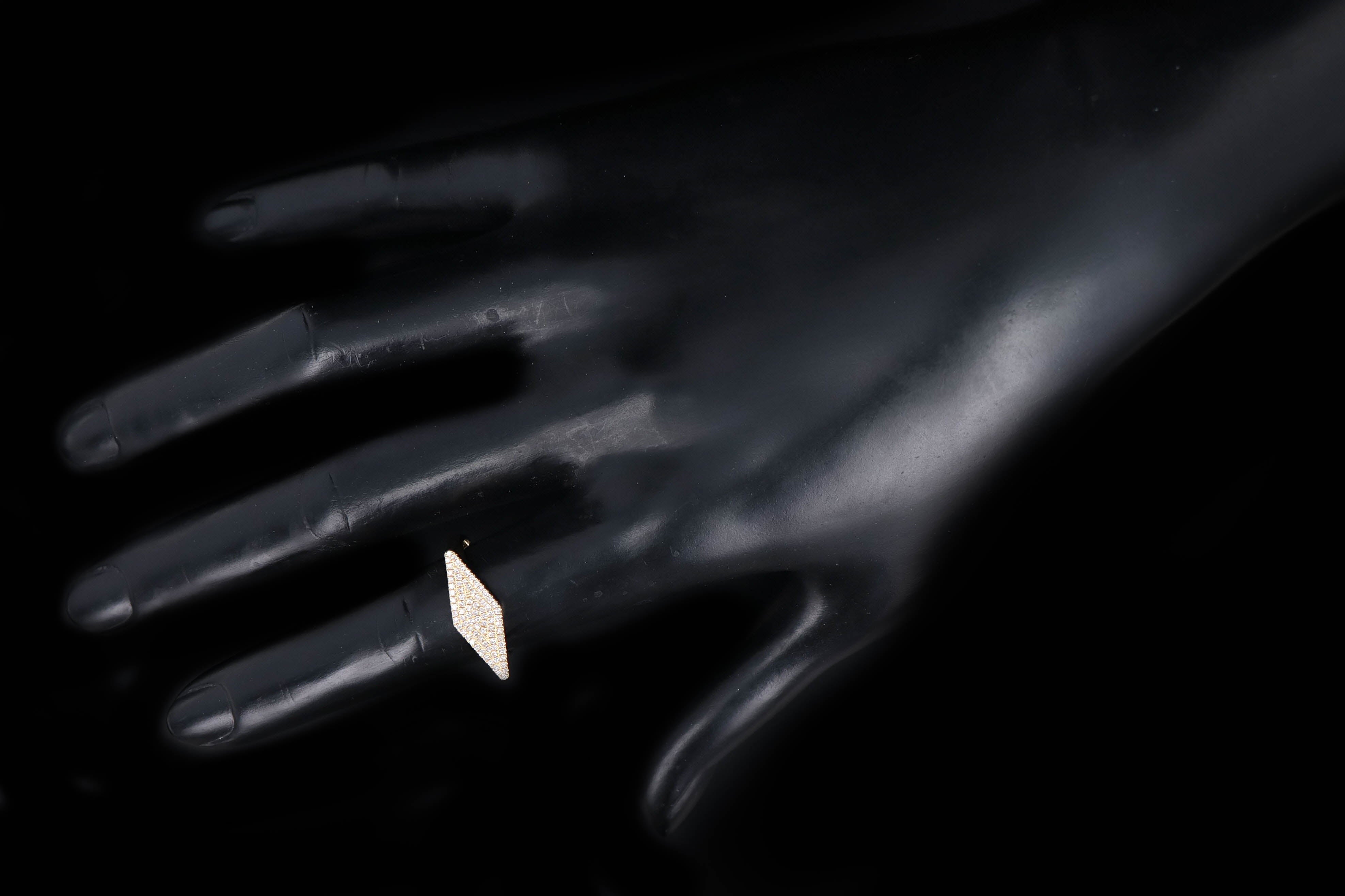 New 14K Gold Geometric Diamond Pave Ring - Queen May