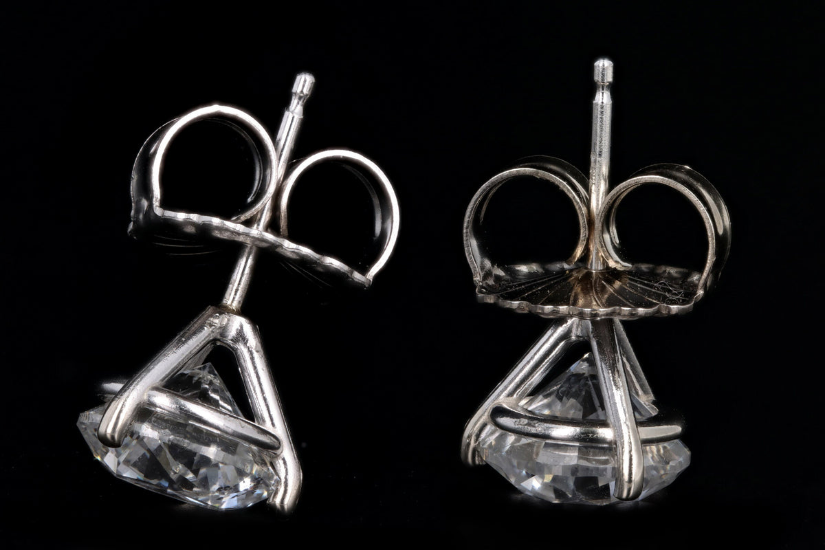 New 14K White Gold 4.17 Total Carat Weight Diamond Earrings GIA Certified - Queen May