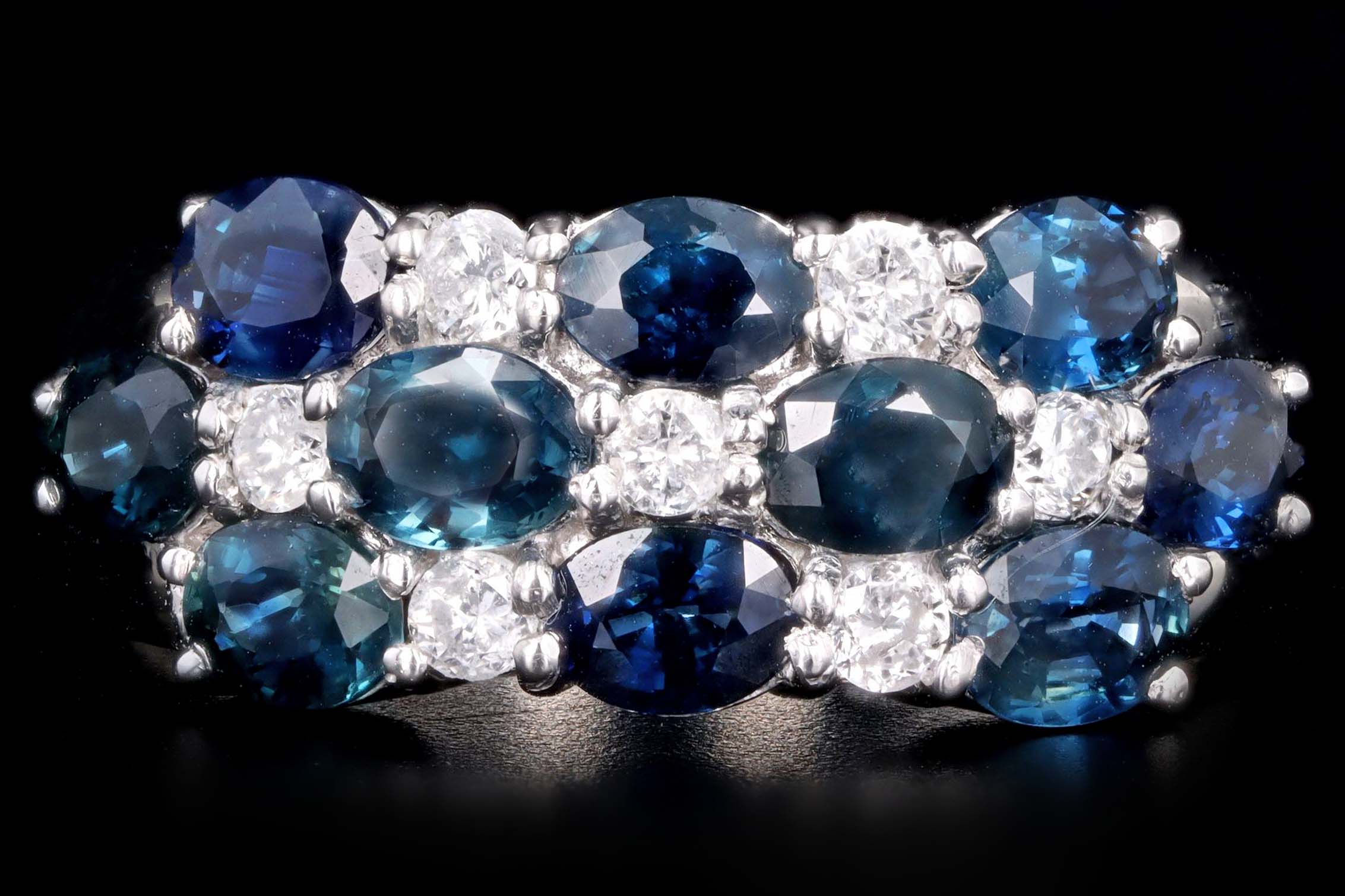 Platinum 2.22 Carat Oval Natural Sapphire & Diamond Band - Queen May