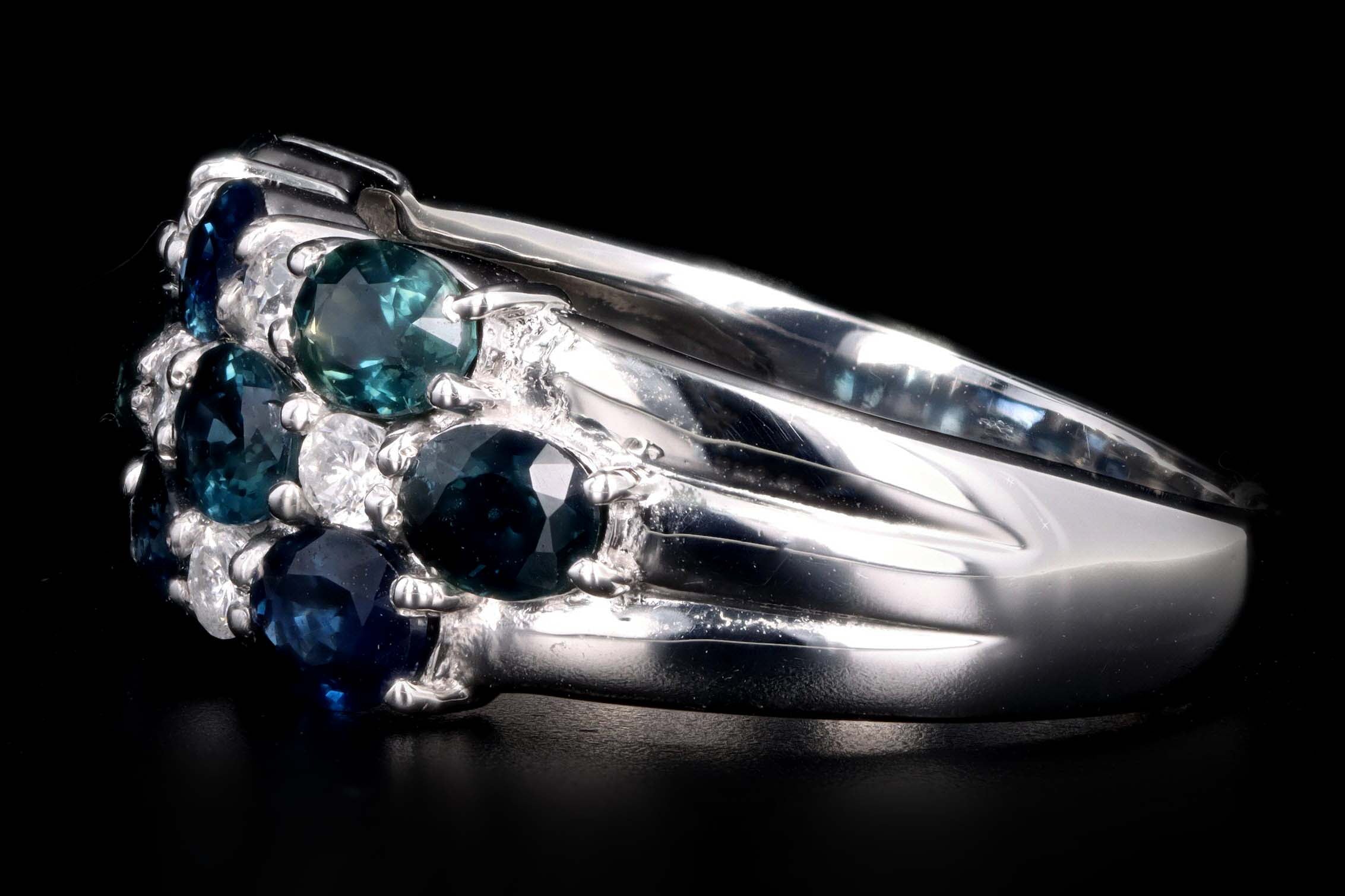 Platinum 2.22 Carat Oval Natural Sapphire & Diamond Band - Queen May