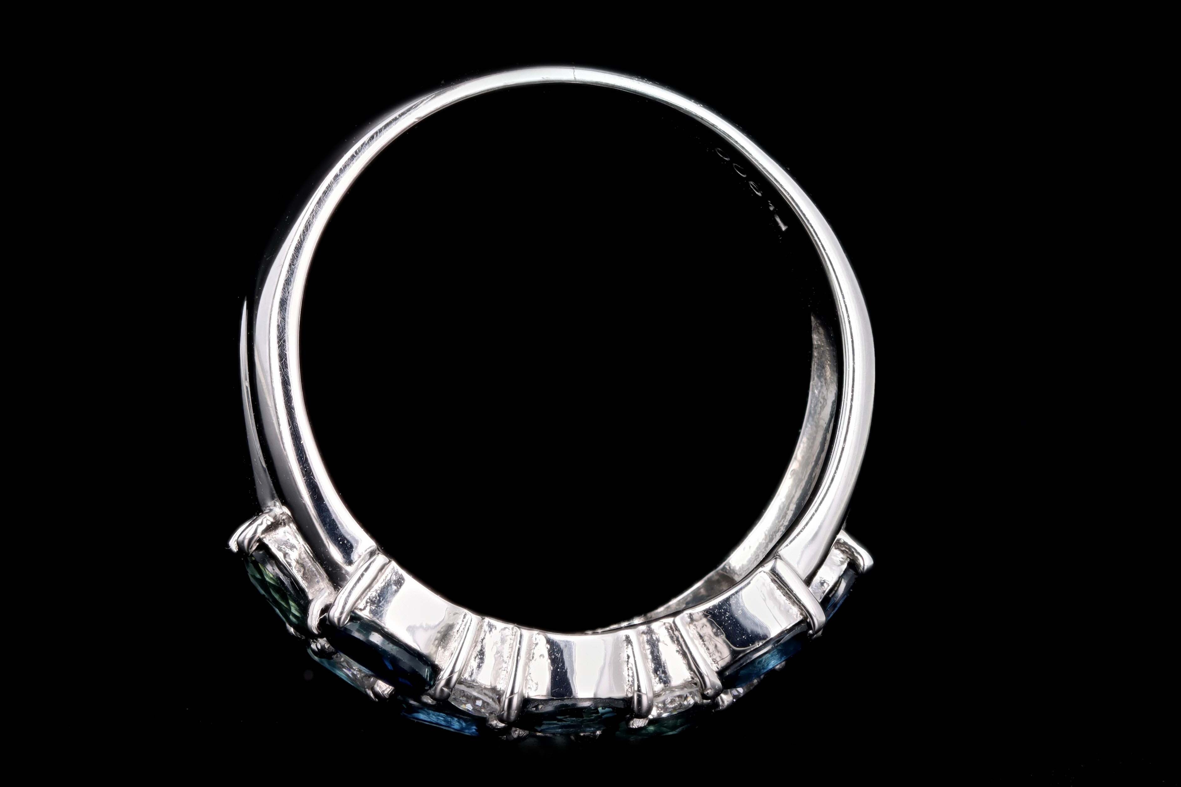 Platinum 2.22 Carat Oval Natural Sapphire & Diamond Band - Queen May