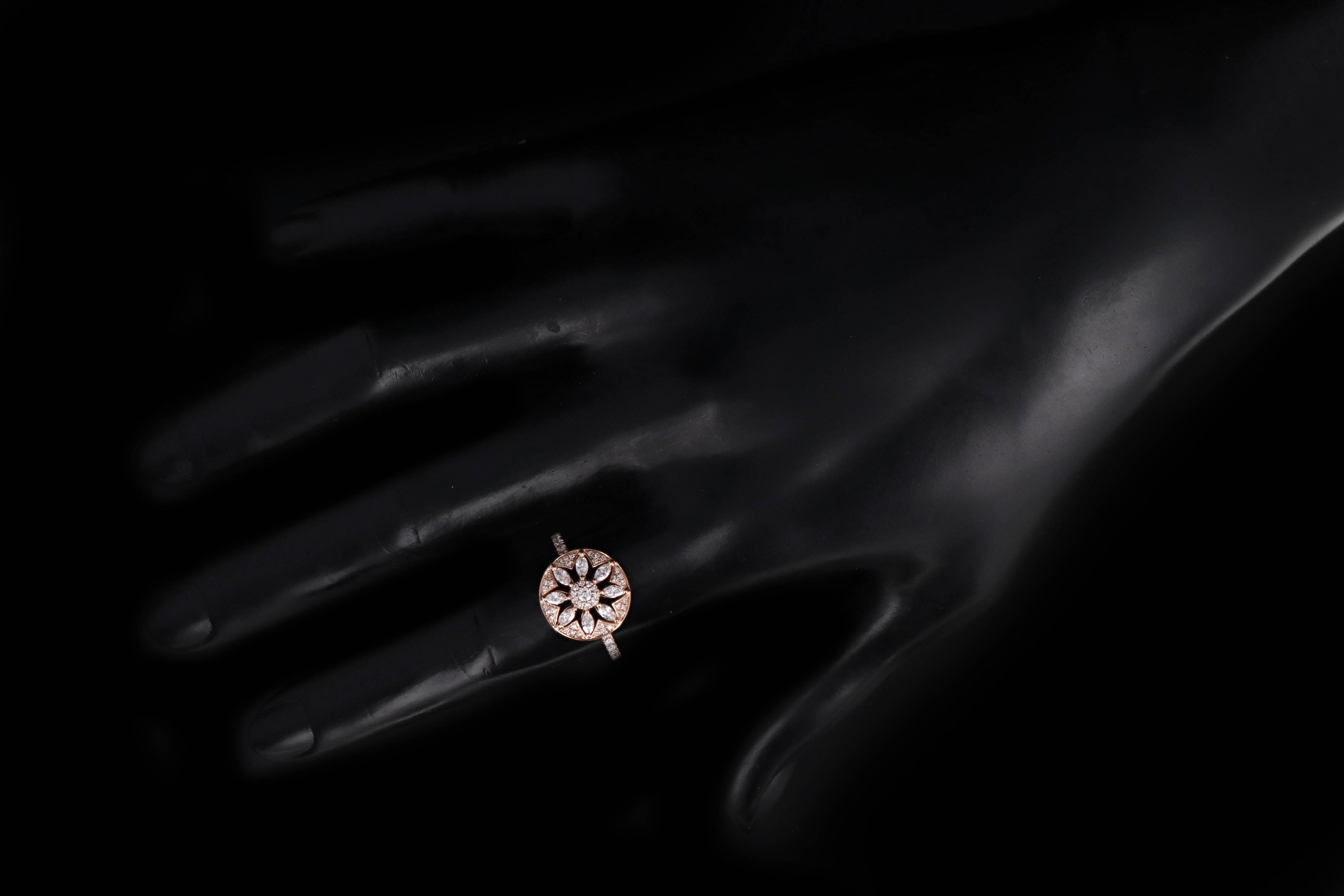 New 14K Rose Gold .53 Carat Total Weight Diamond Flower Ring - Queen May
