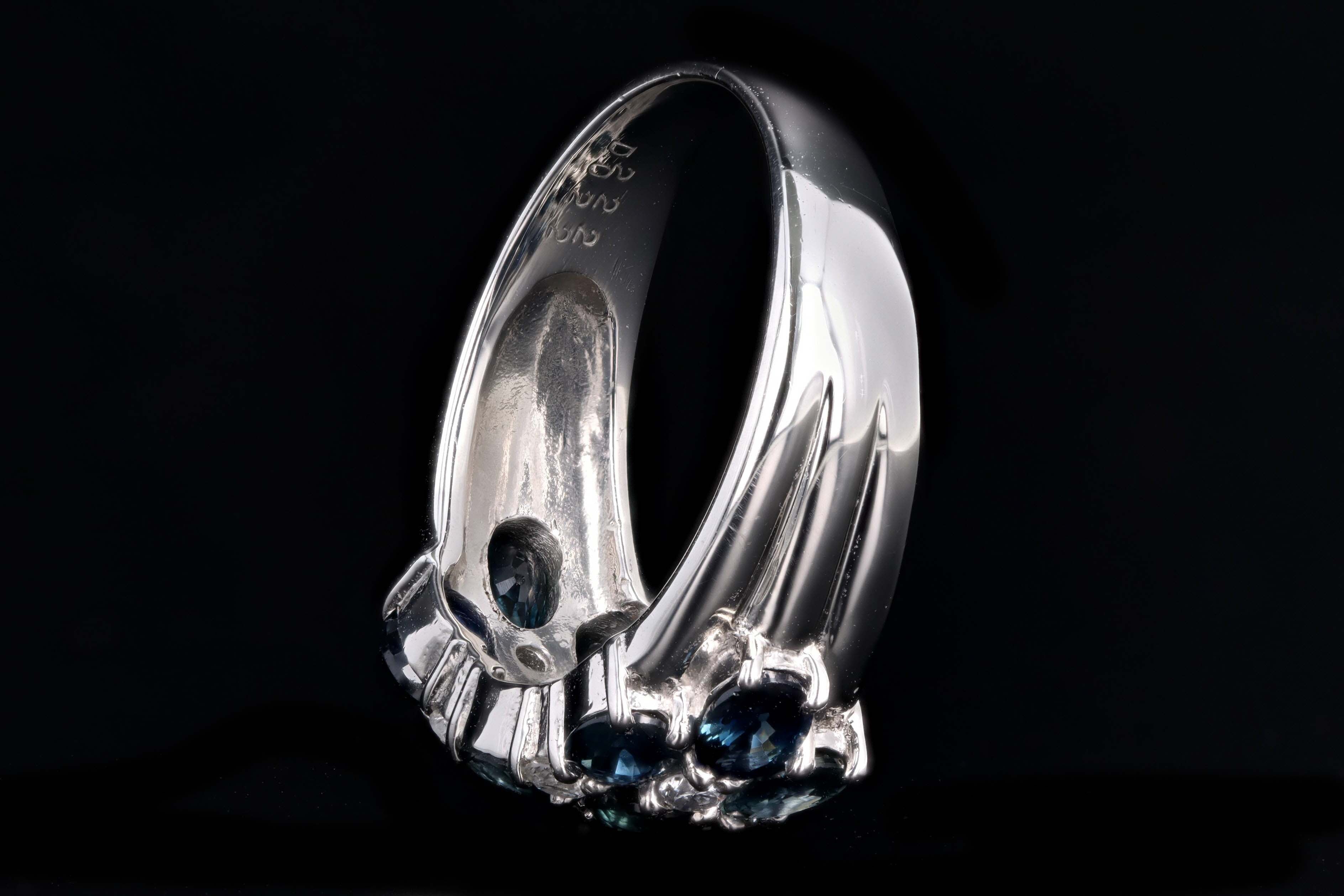 Platinum 2.22 Carat Oval Natural Sapphire & Diamond Band - Queen May