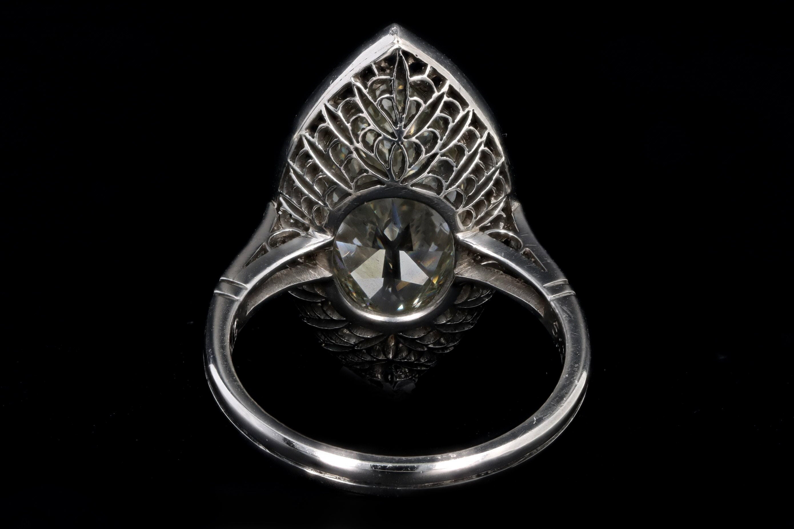 Art Deco Inspired Platinum 5.11 Carat Marquise Cut Diamond & Sapphire Ring GIA Certified - Queen May