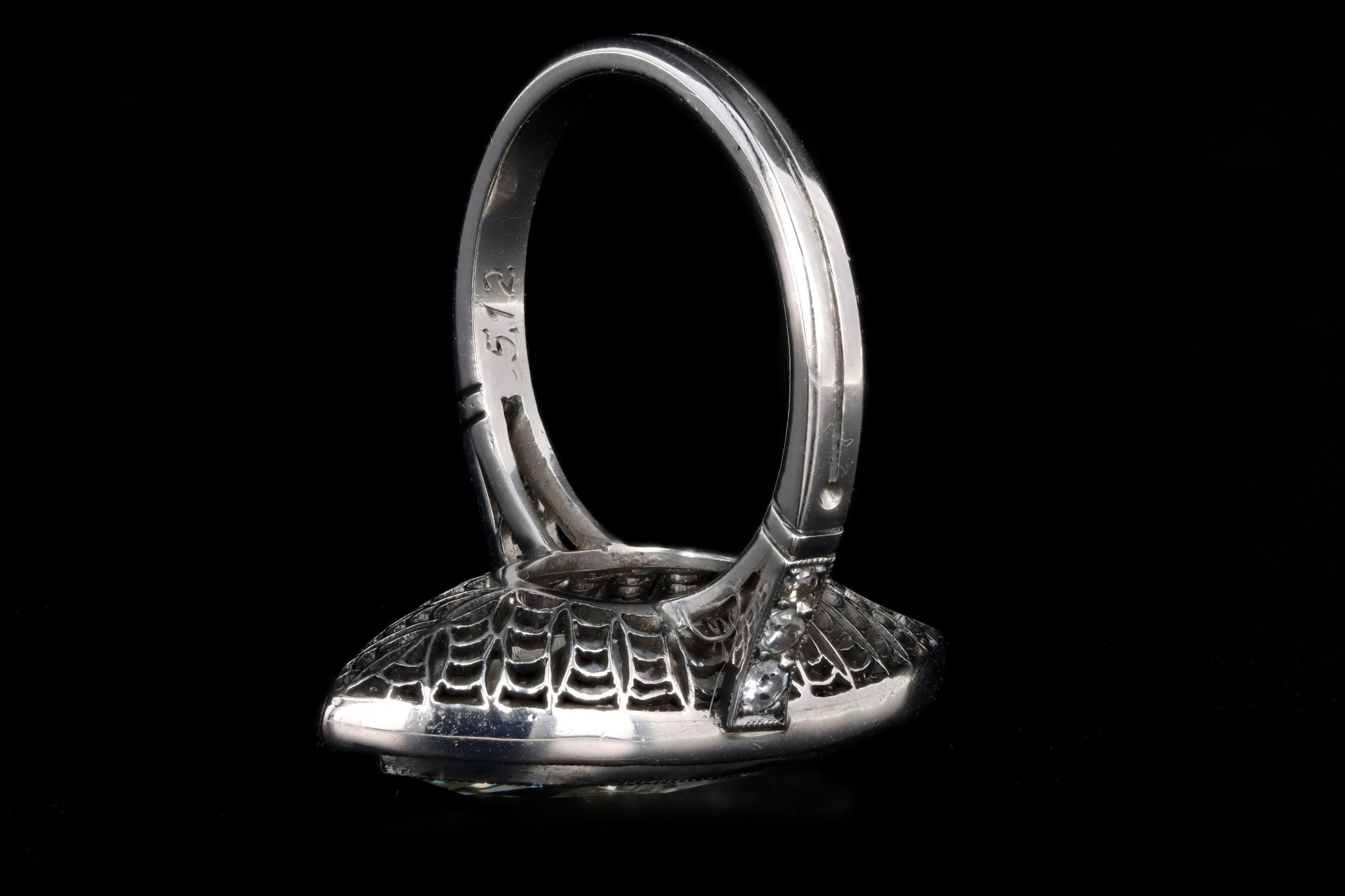 Art Deco Inspired Platinum 5.11 Carat Marquise Cut Diamond & Sapphire Ring GIA Certified - Queen May