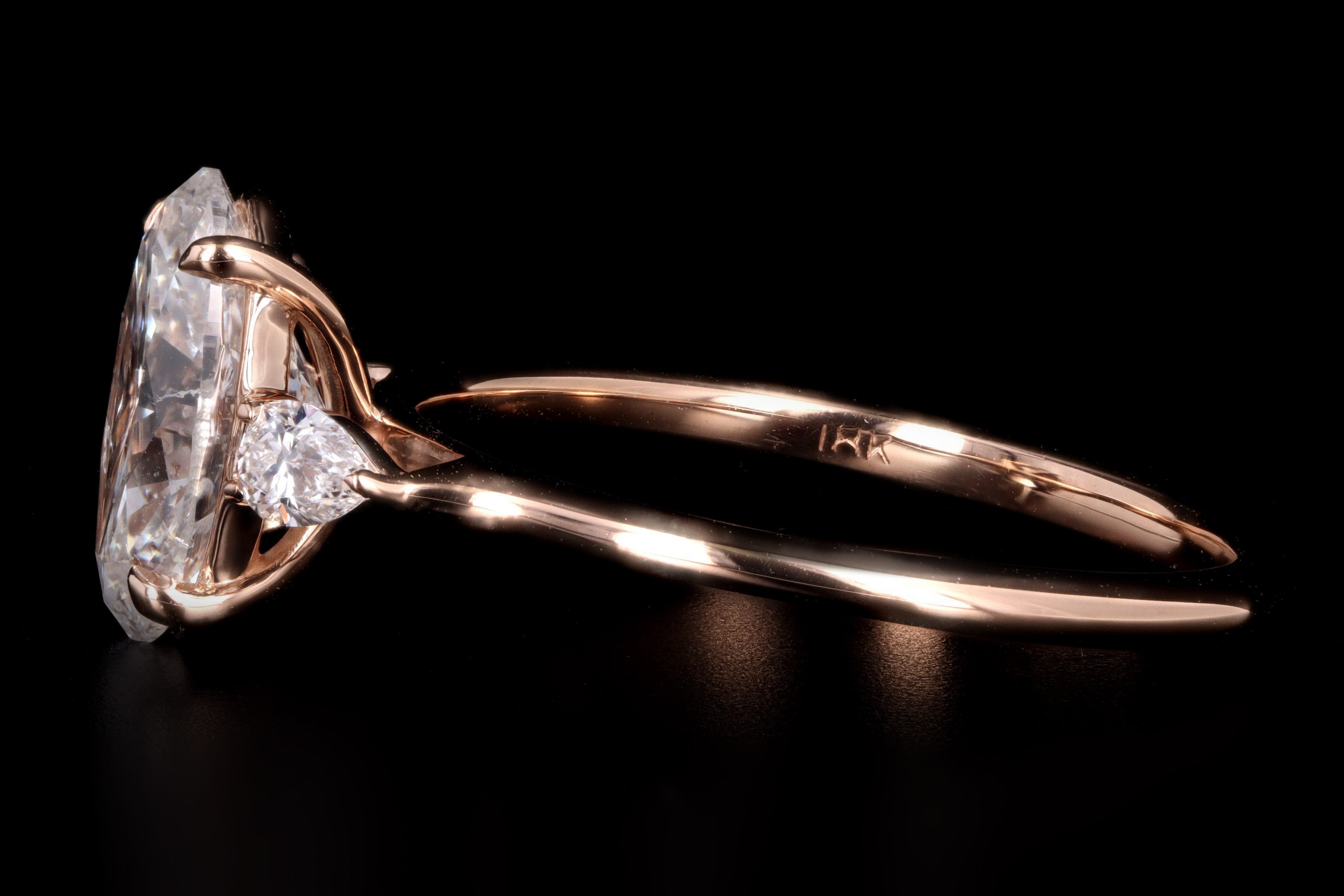18K Rose Gold 2 Carat Oval Diamond Engagement Ring IGI Certified - Queen May