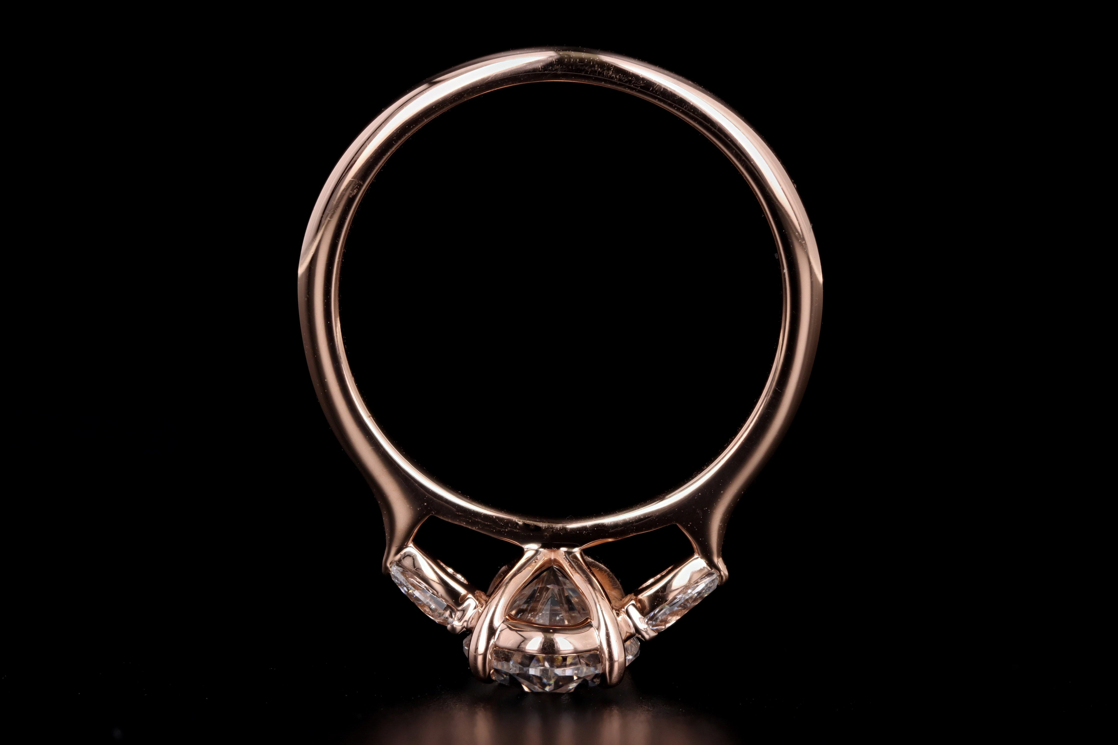 18K Rose Gold 2 Carat Oval Diamond Engagement Ring IGI Certified - Queen May