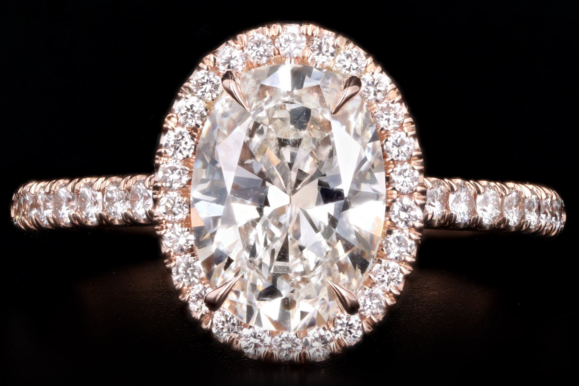 18K Rose Gold 1.86 Carat Oval Diamond Engagement Ring GIA Certified - Queen May