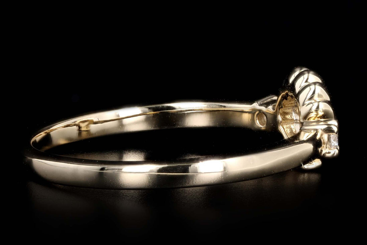 14K Yellow Gold Diamond Seashell Ring - Queen May