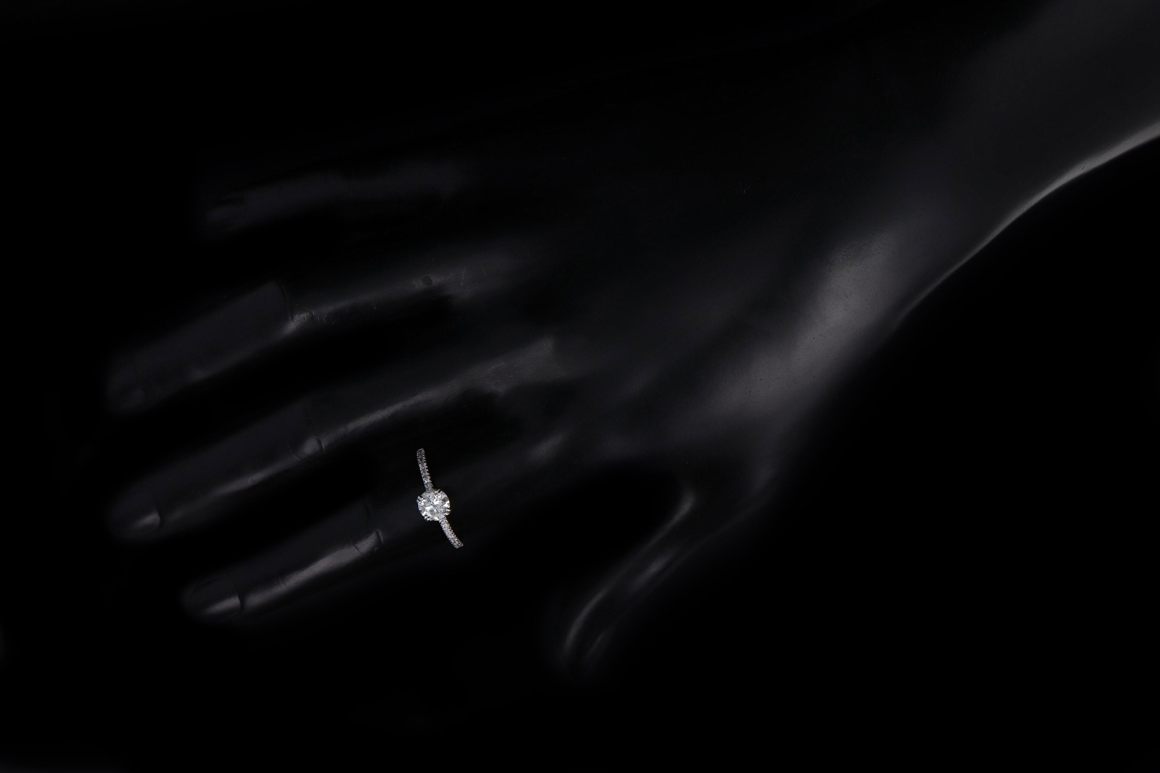 14K White Gold .79 Carat Round Brilliant Diamond Engagement Ring - Queen May