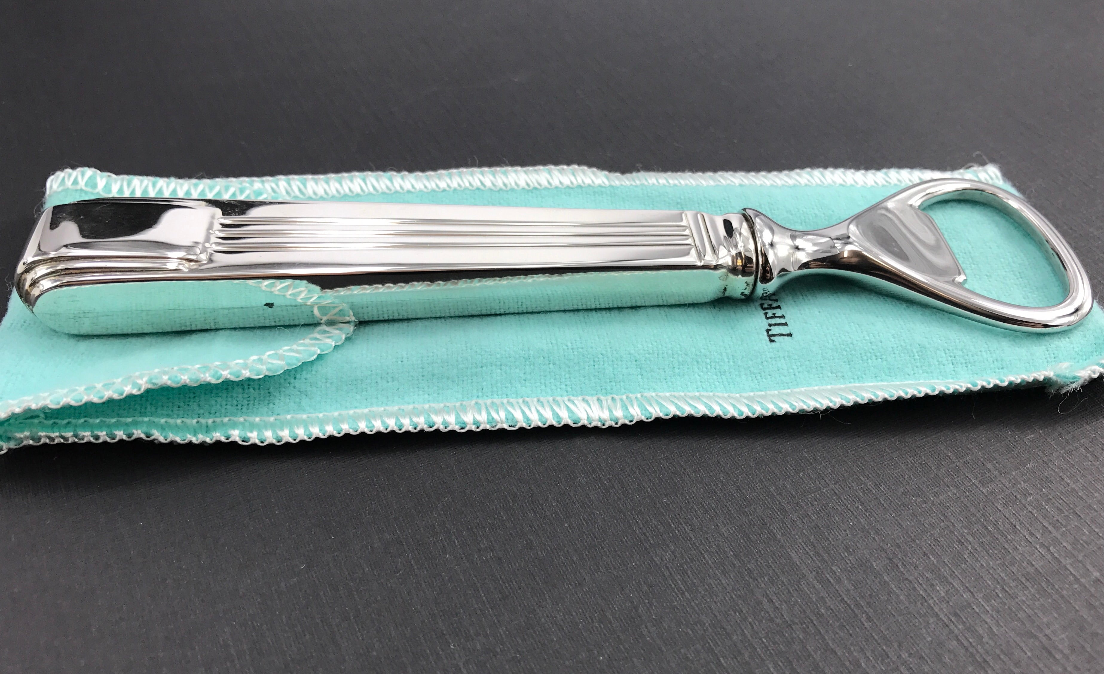 Tiffany & Co Sterling Silver Century Pattern Bottle Opener w/ Pouch - Queen May