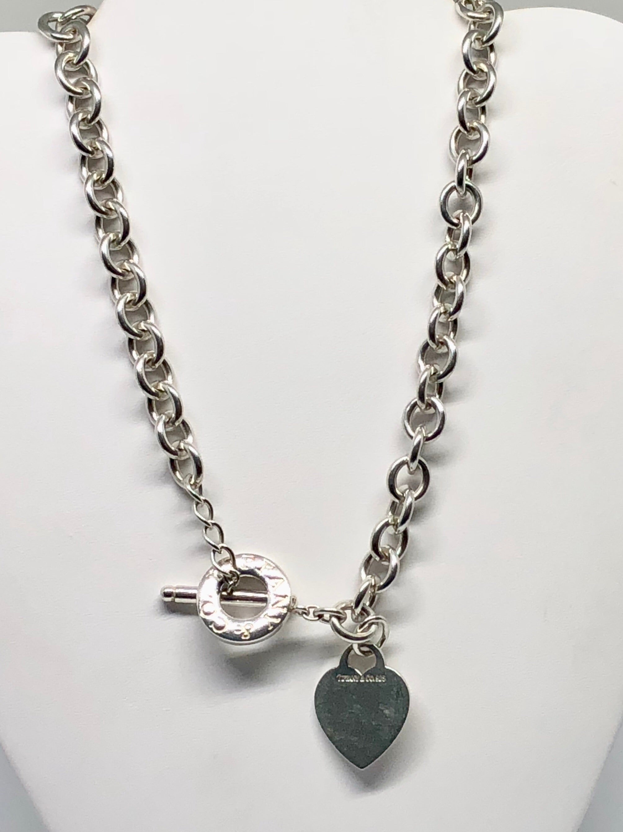Tiffany & Co Sterling Silver Heart Tag Toggle Necklace 16.5" - Queen May