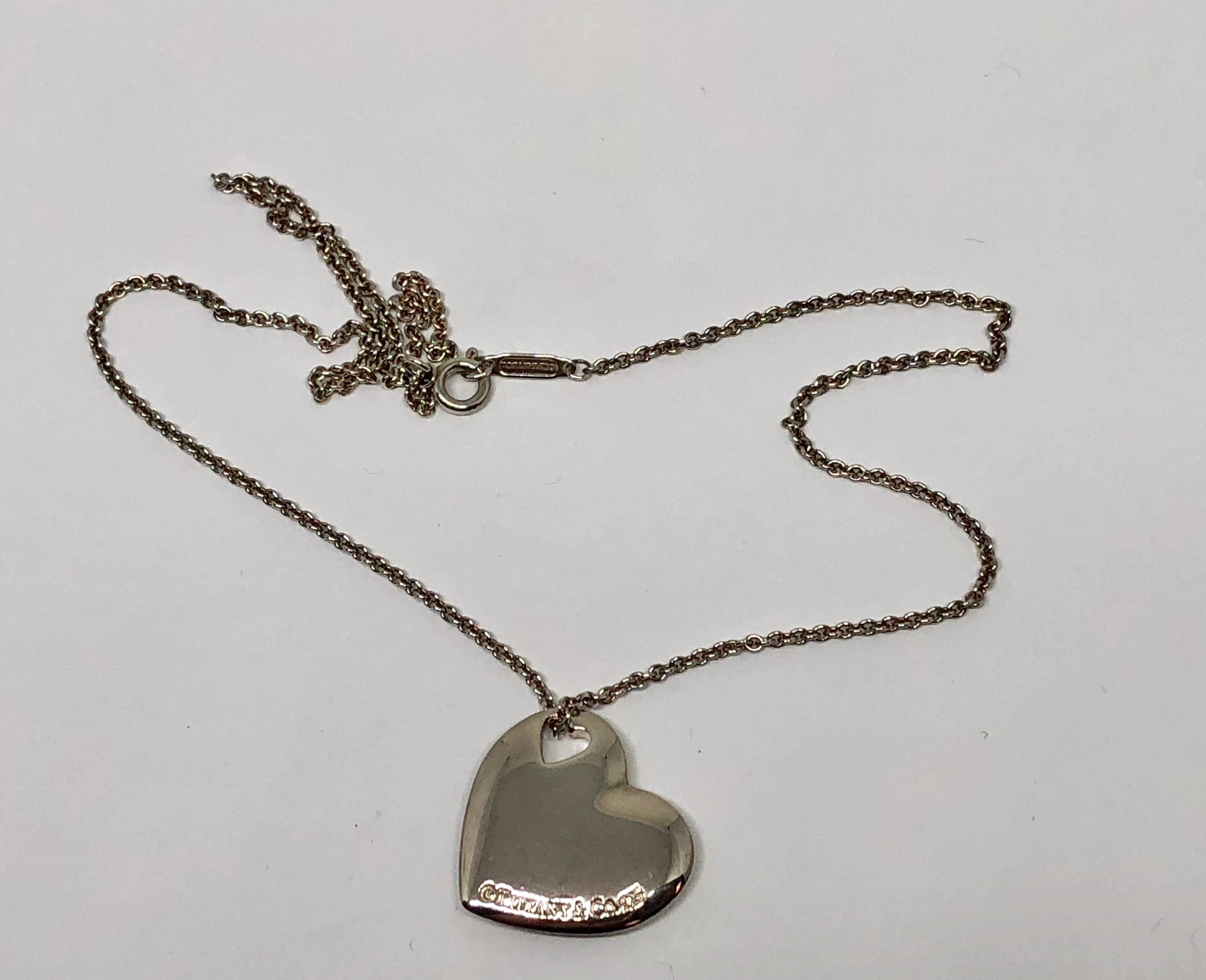 Tiffany & Co Sterling Silver Double Heart Cutout Pendant Necklace - Queen May