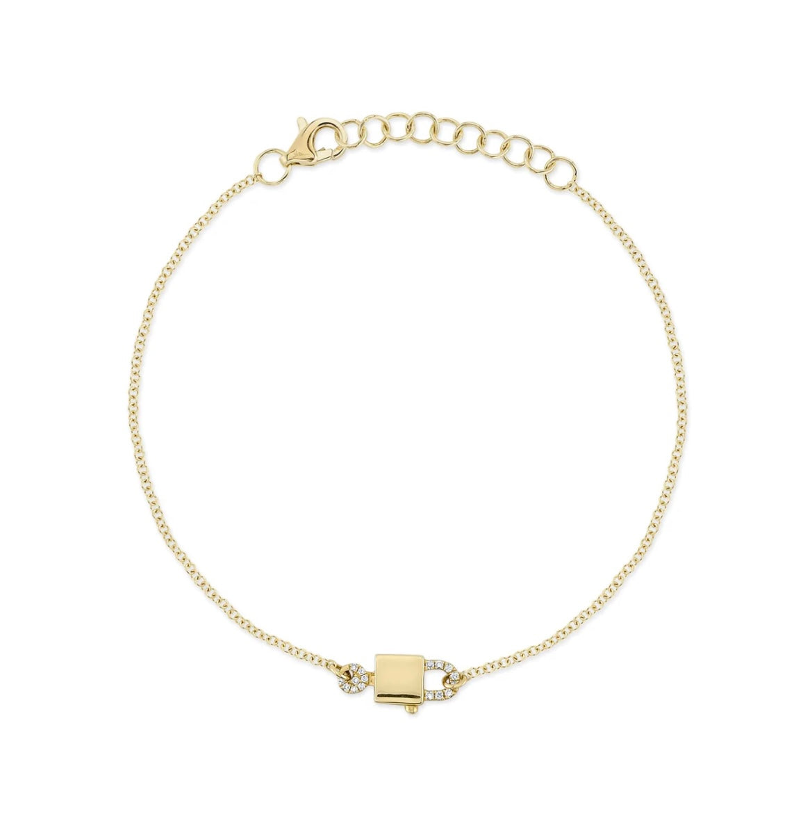 14K Yellow Gold 0.04 Carat Total Weight Diamond Lock & Key Bracelet - Queen May