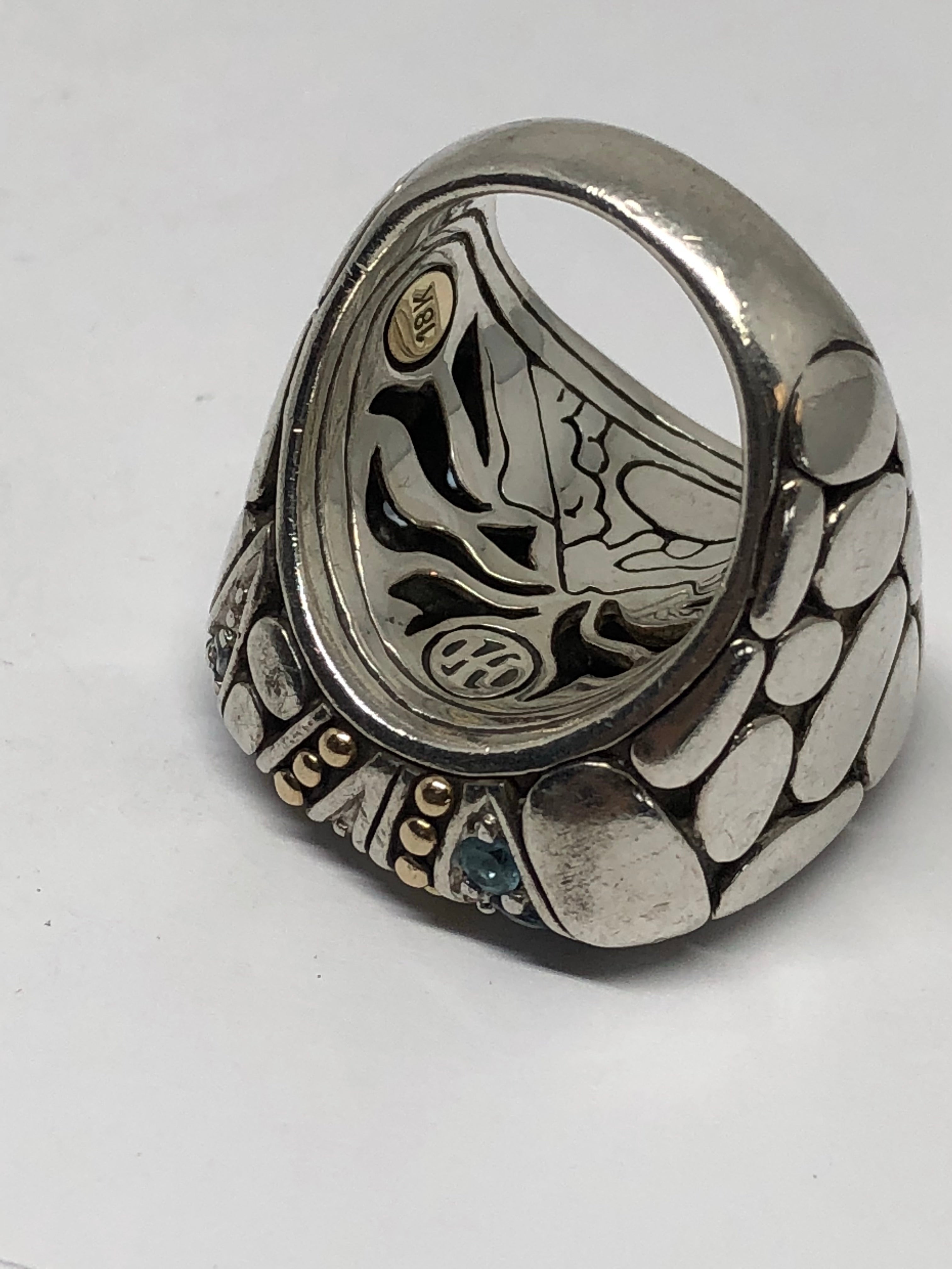 John Hardy Sterling Silver & 18K Gold Topaz & Iolite Kali Lavafire Sea Ring - Queen May