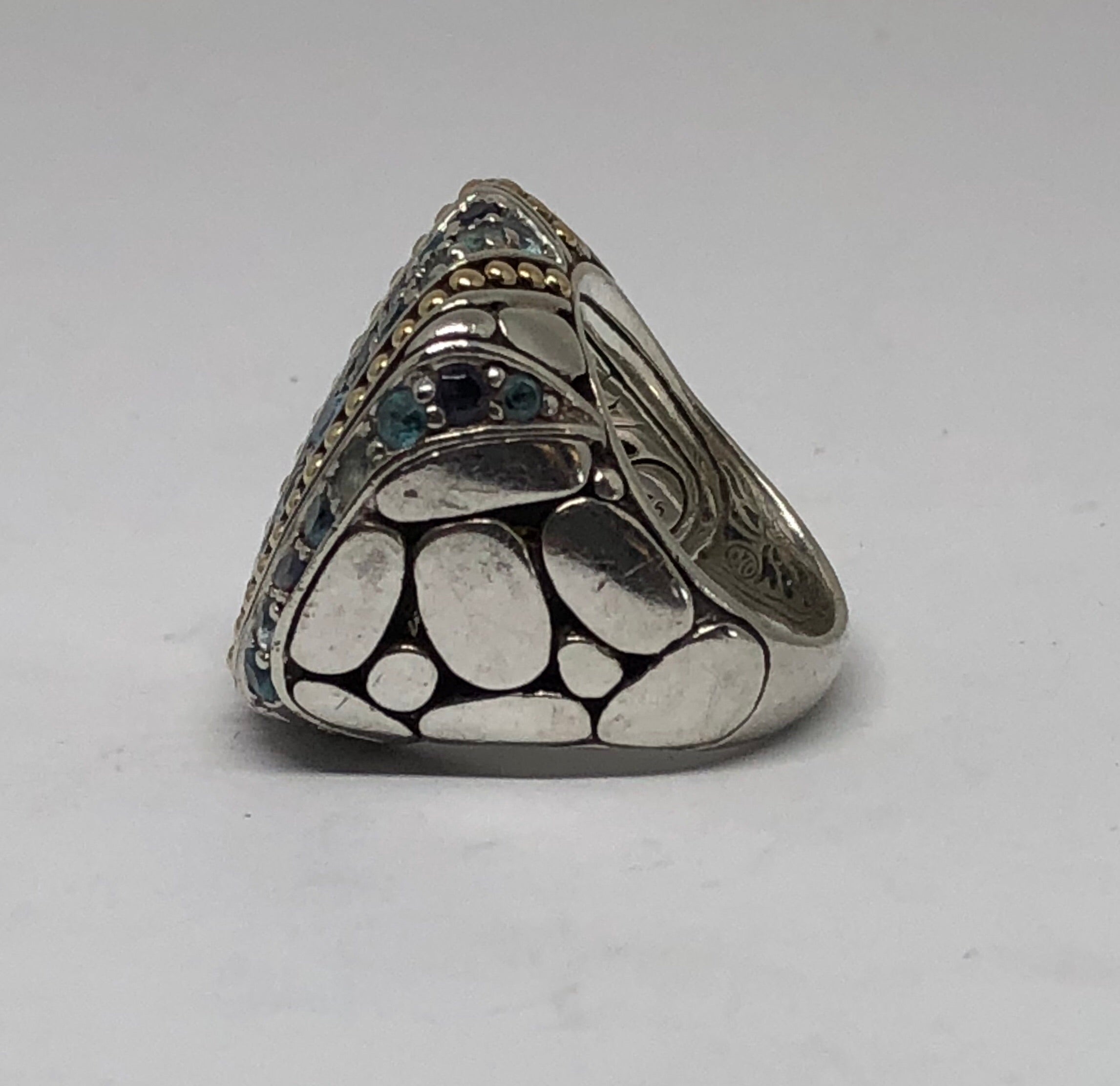 John Hardy Sterling Silver & 18K Gold Topaz & Iolite Kali Lavafire Sea Ring - Queen May